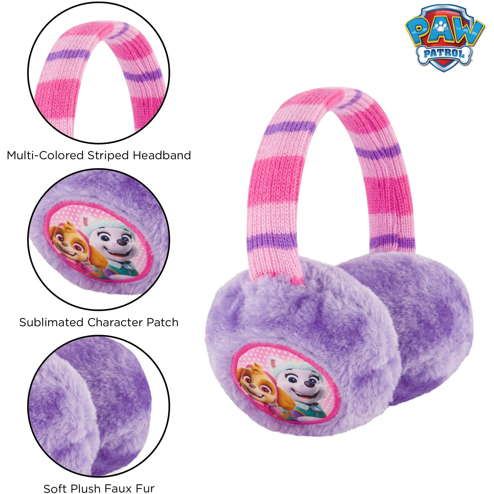 Nickelodeon Winter Earmuffs And Kids Gloves Set, Paw Patrol Skye And Everest, Purple, Girls Ages 4-7
