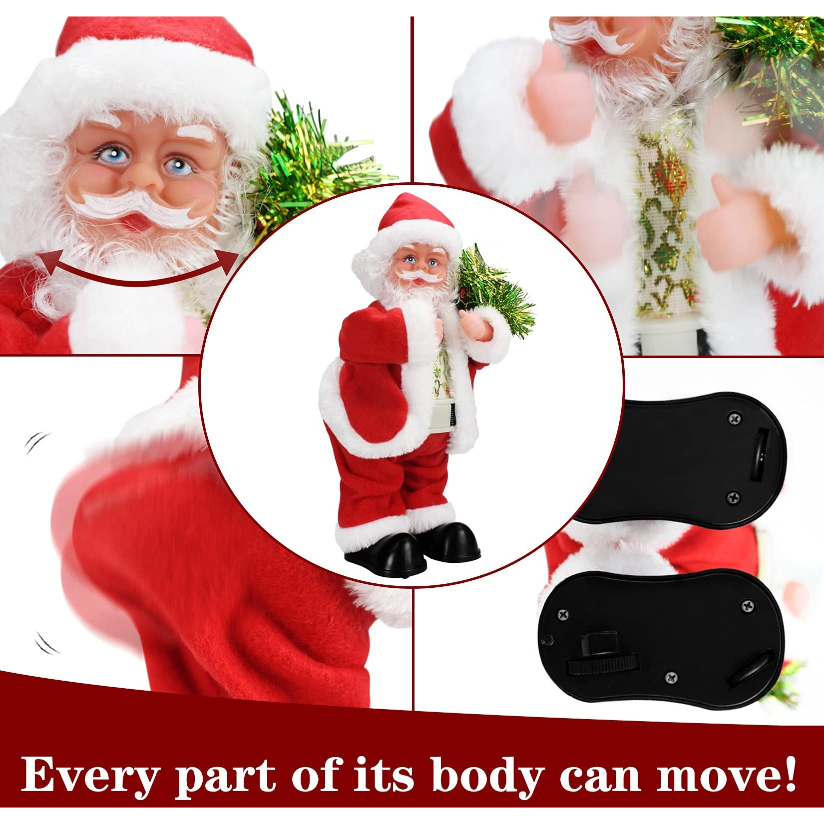 Gfilay Twerking Santa Plush Toy With Hip Twist, Singing And Dancing To English Christmas Song, Funny Xmas Gift For Kids And Musical Doll Decoration