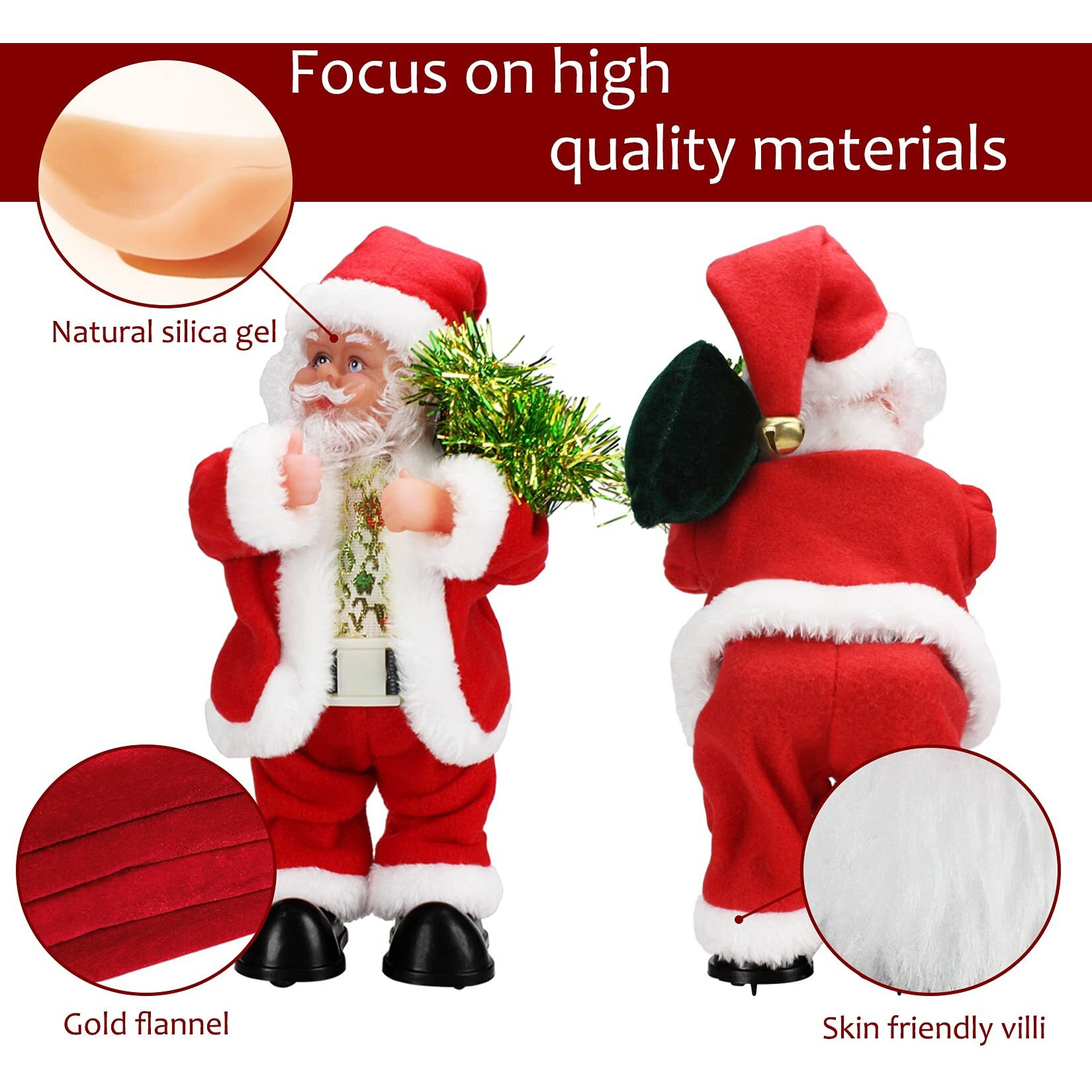 Gfilay Twerking Santa Plush Toy With Hip Twist, Singing And Dancing To English Christmas Song, Funny Xmas Gift For Kids And Musical Doll Decoration