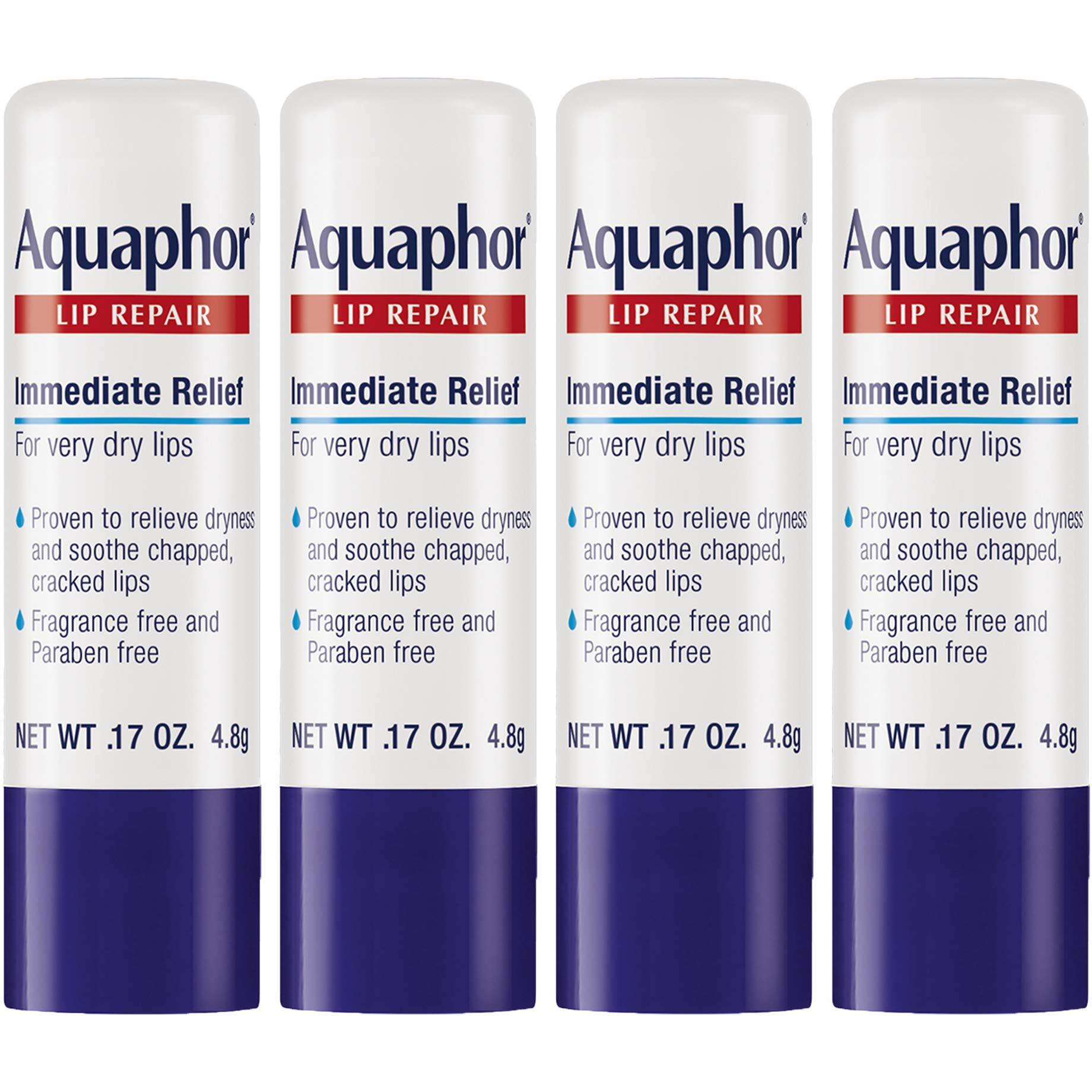 Aquaphor Lip Repair Stick - Soothes Dry Chapped Lips - 0.17 Ounce (Pack Of 4)