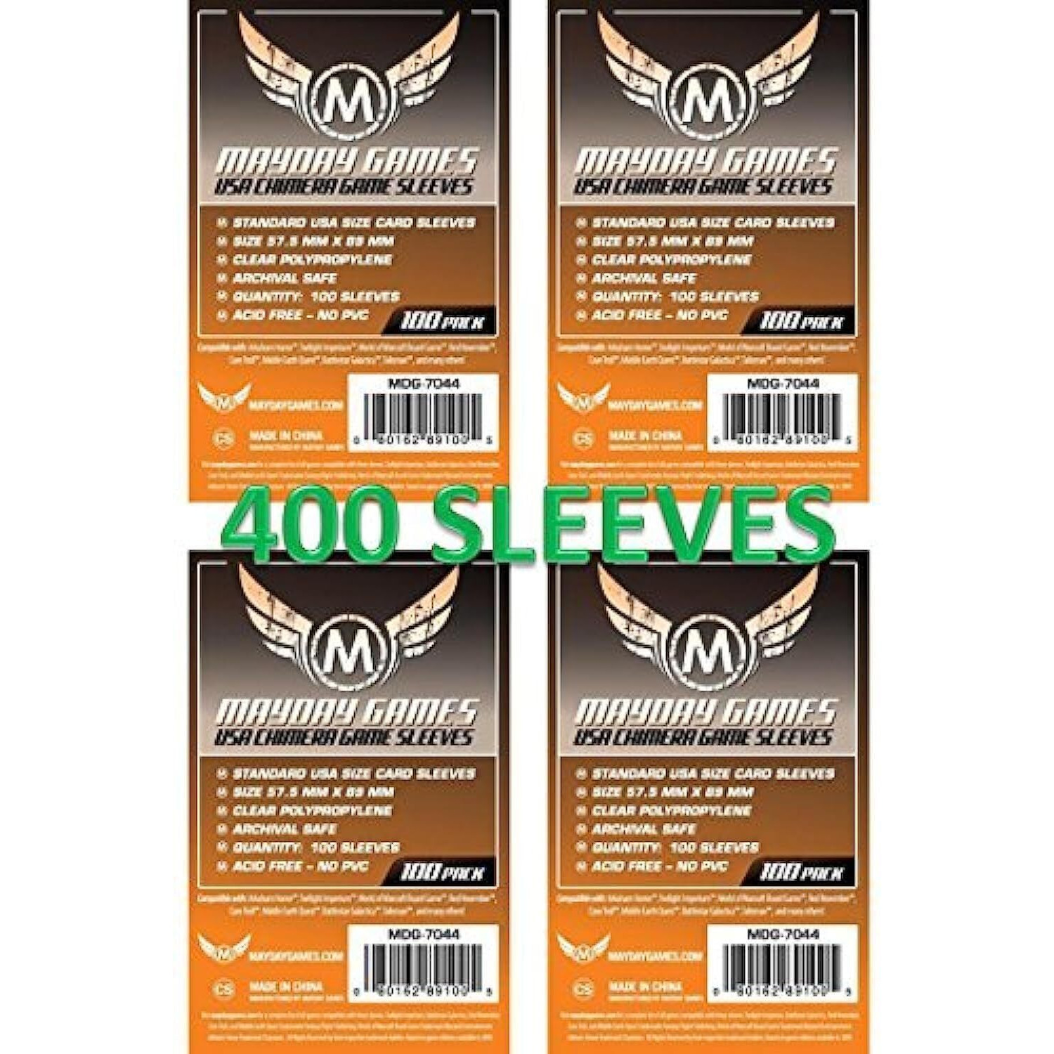 Mayday Games 7044 Clear Sleeves 57.5X89Mm Usa Chimera Size (4X100 Pack, 400 Sleeves)