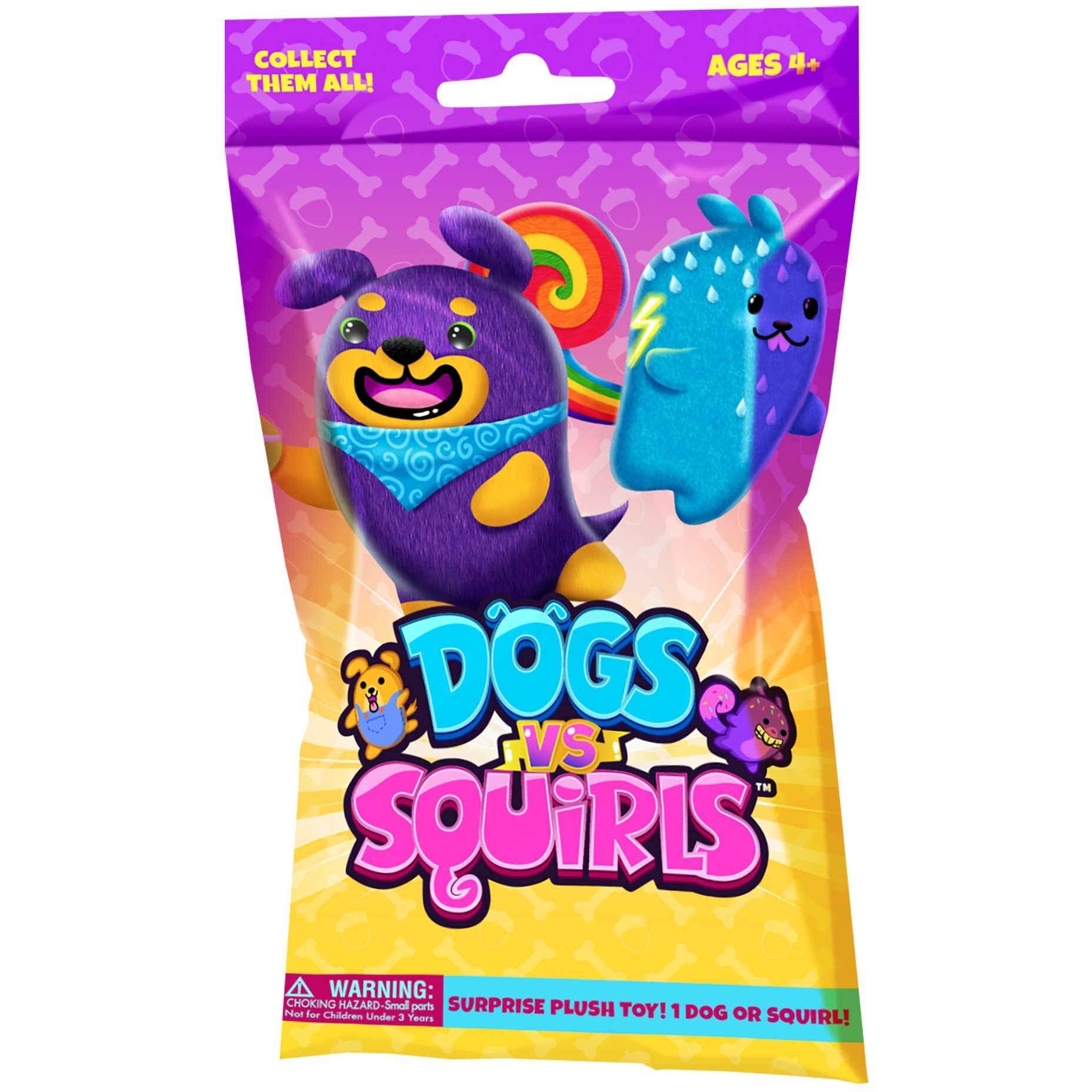 Dogs Vs Squirls - Mystery Bag - 1Pk - 4'' Super-Soft & Bean-Filled Plushies| Collect These As Desk Pets, Fidget Toys, Or Sensory Toys - Great For Kids, Boys, & Girls, V2030