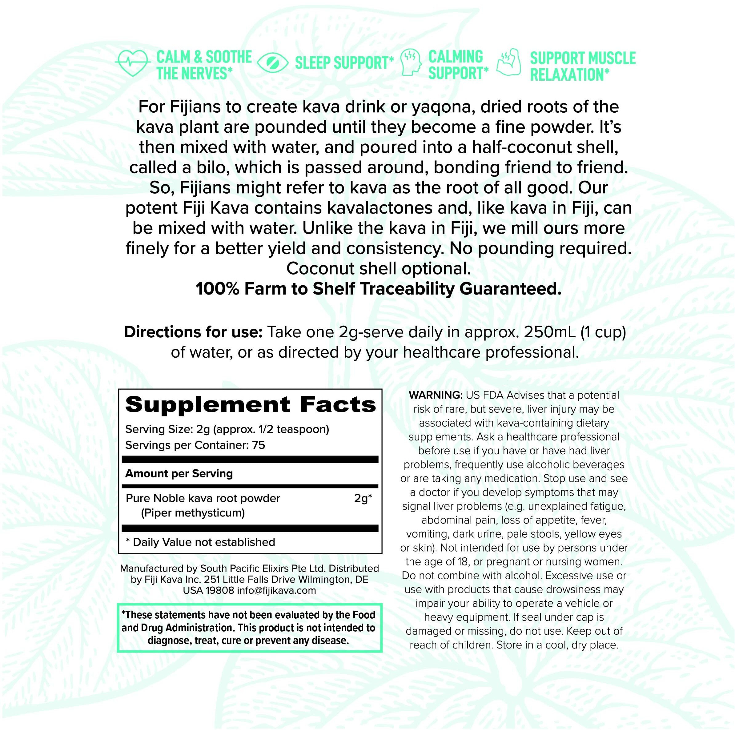 Fijikava, Kava Instant Extract Powder (150Mg), Sleep Aid & Relaxation - 60Mg Kavalactones Per Serving (5.3 Oz, Pack Of 1)