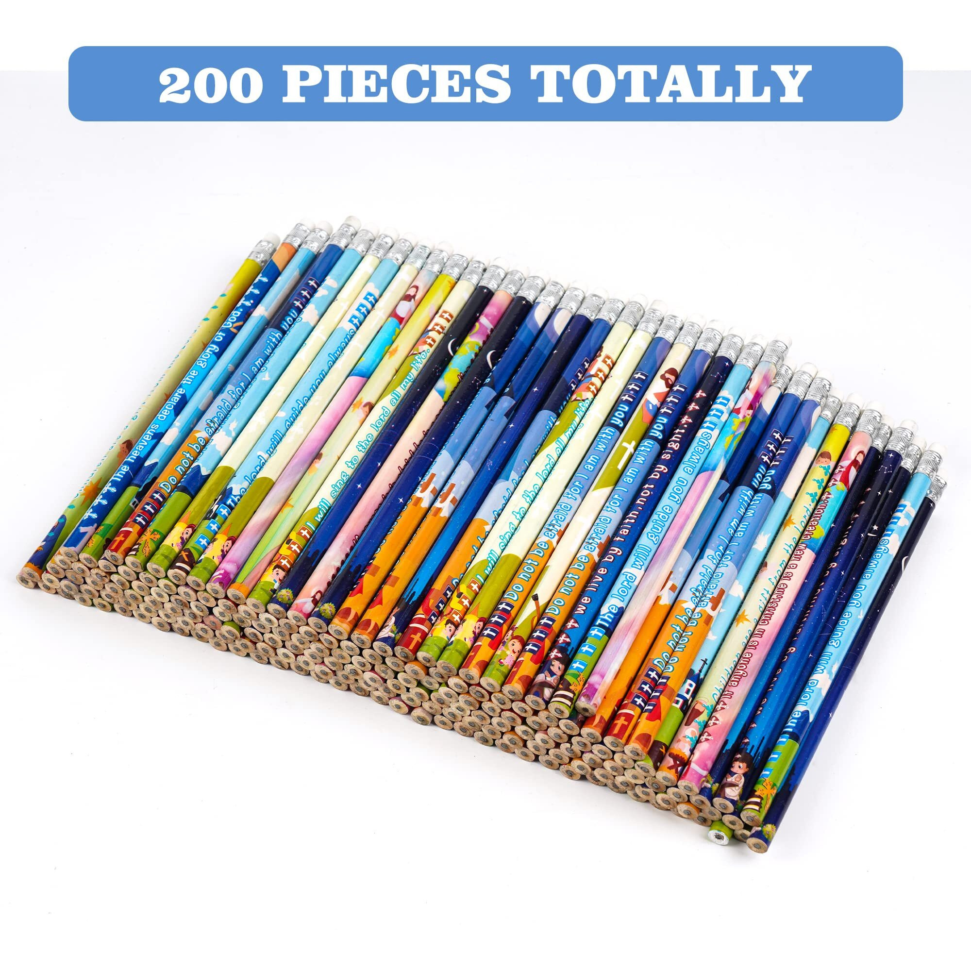 200 Pieces Bible Verses Pencils Inspirational Scripture Pencils With Hollow Cross Christian Pencils For Religious Scripture Church Supplies For School Student Teacher,8 Styles (200)
