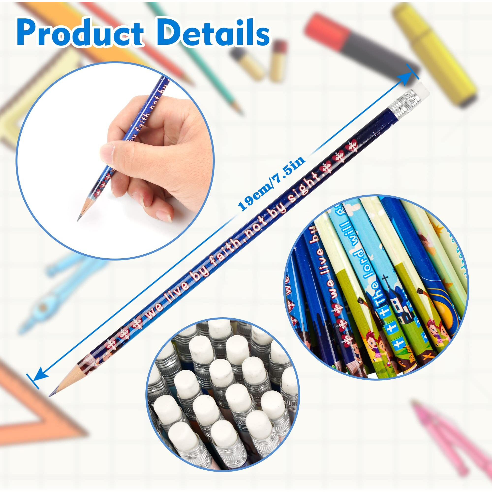 200 Pieces Bible Verses Pencils Inspirational Scripture Pencils With Hollow Cross Christian Pencils For Religious Scripture Church Supplies For School Student Teacher,8 Styles (200)