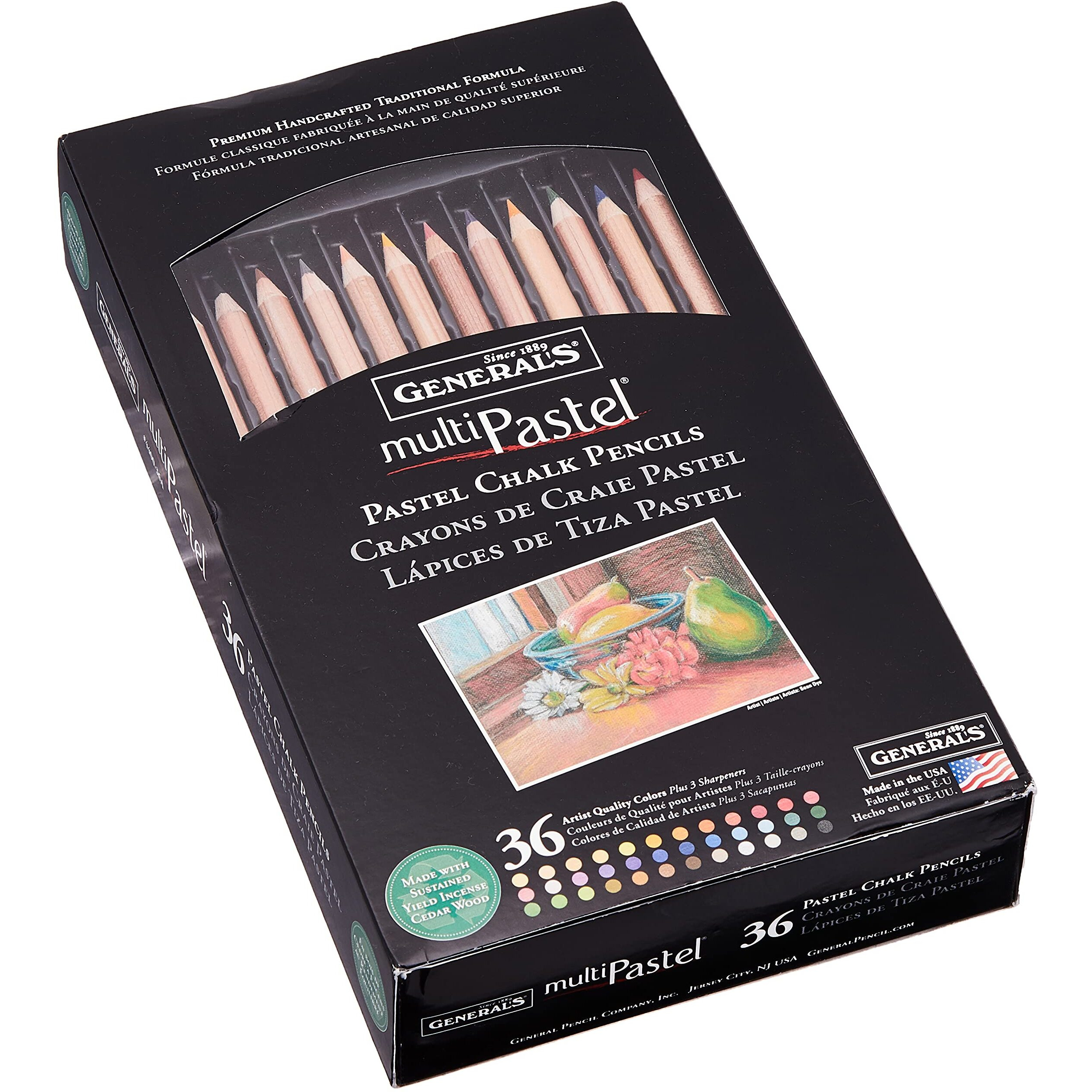 General Pencil Assorted Colors Multipastel (R) Chalk Pencils Pkg, 36 Count (Pack Of 1)