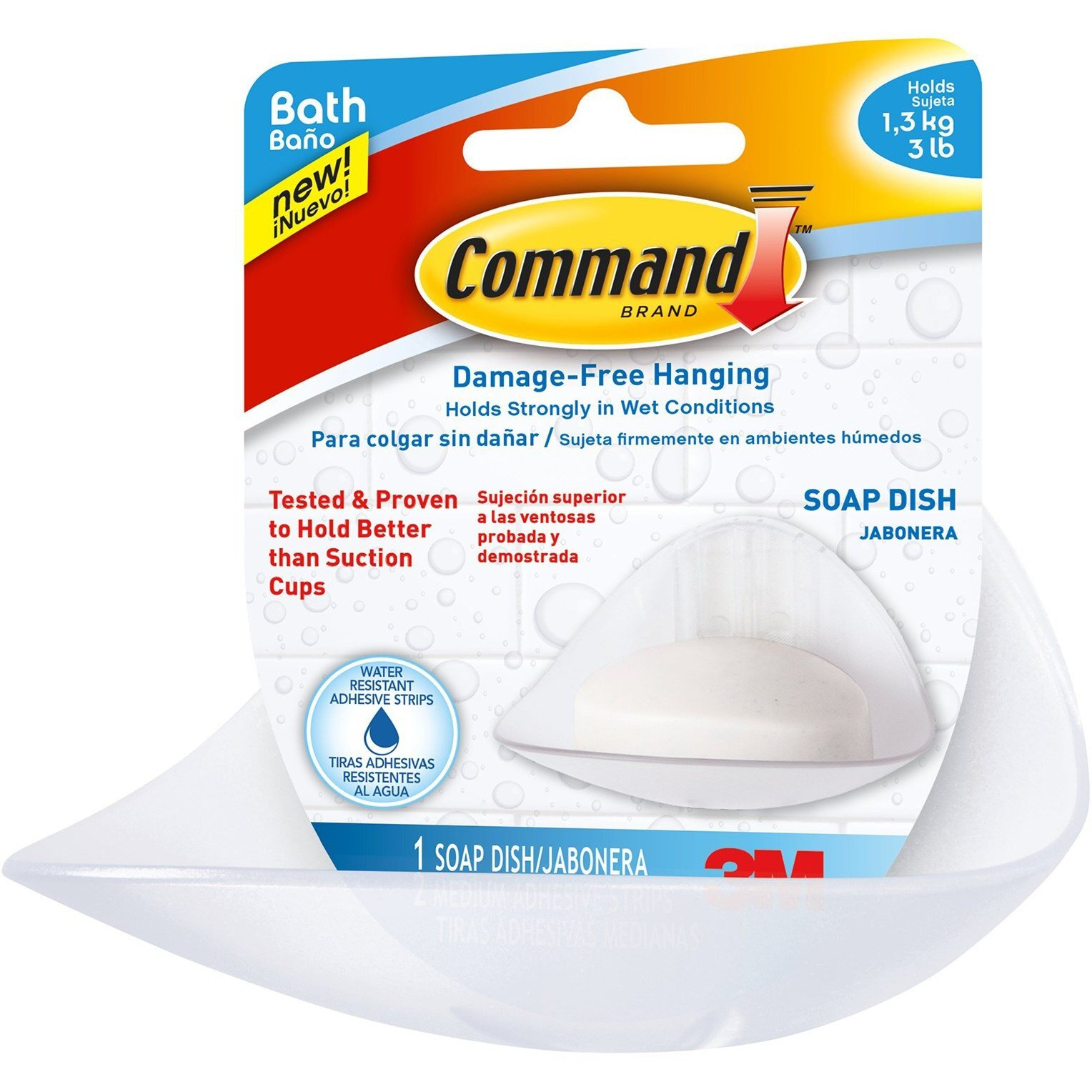 Command Strips Bath14-Es Command Soap Dish With Water-Resistant Strips