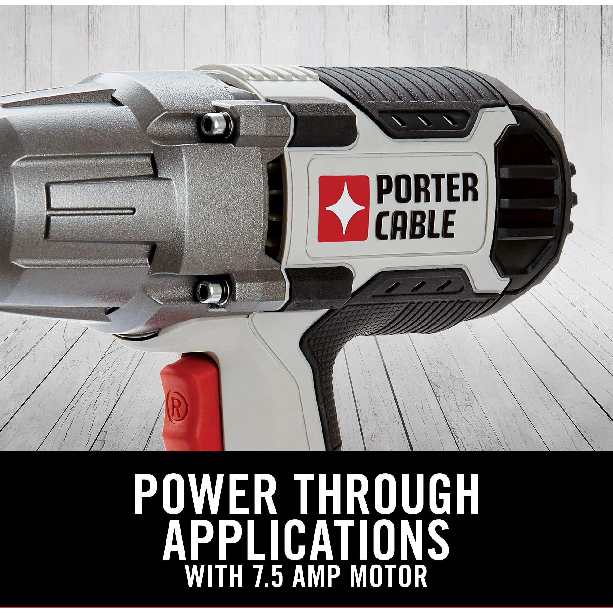 Porter-Cable Impact Wrench, 450 Lbs Of Torque, 1/2 Inch Hog Ring, 7.5-Amp, Corded (Pce211)