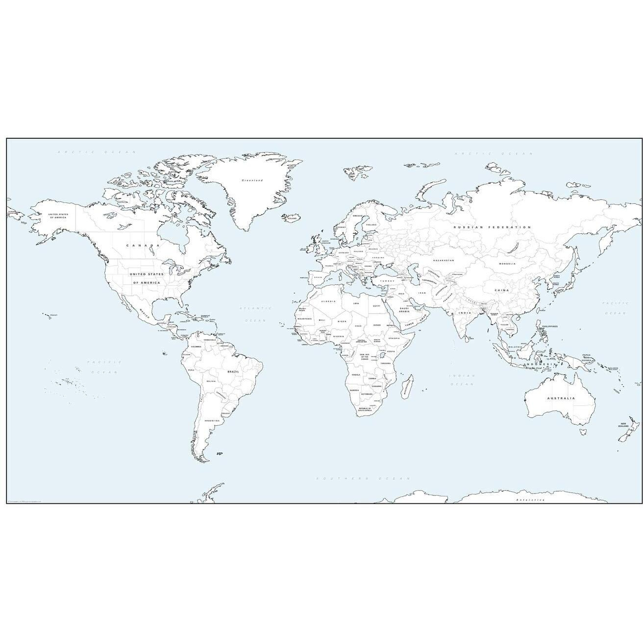 Detailed World Coloring Map - Big - 27.75" X 16.25" Matte Paper