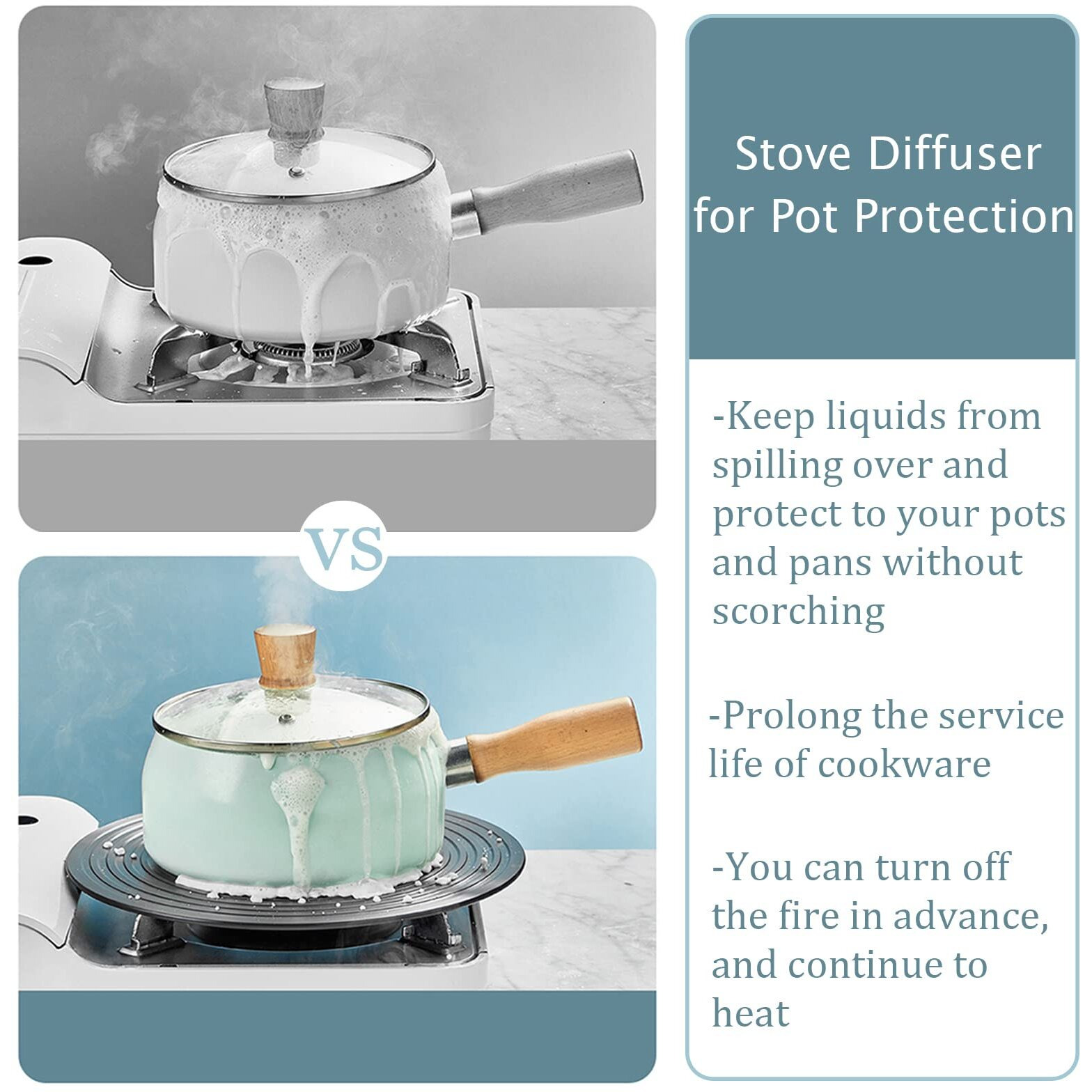 Wuweot Gas Stove Diffuser Set Of 2, 9.3'' & 11'' Range Heat Diffuser Plate, Aluminum Gas Reducer Flame Guard Simmer Ring Plate, Round Fast Defrosting Tray, Protects Pot Cookware Accessories