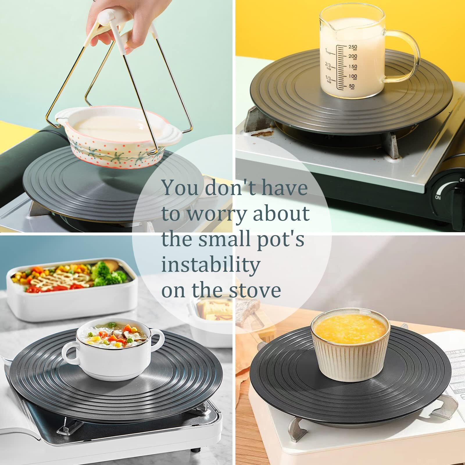 Wuweot Gas Stove Diffuser Set Of 2, 9.3'' & 11'' Range Heat Diffuser Plate, Aluminum Gas Reducer Flame Guard Simmer Ring Plate, Round Fast Defrosting Tray, Protects Pot Cookware Accessories