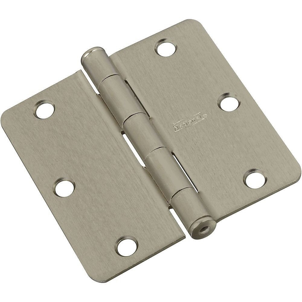 Door Hinge, Interior, Satin Nickel, 3-In.