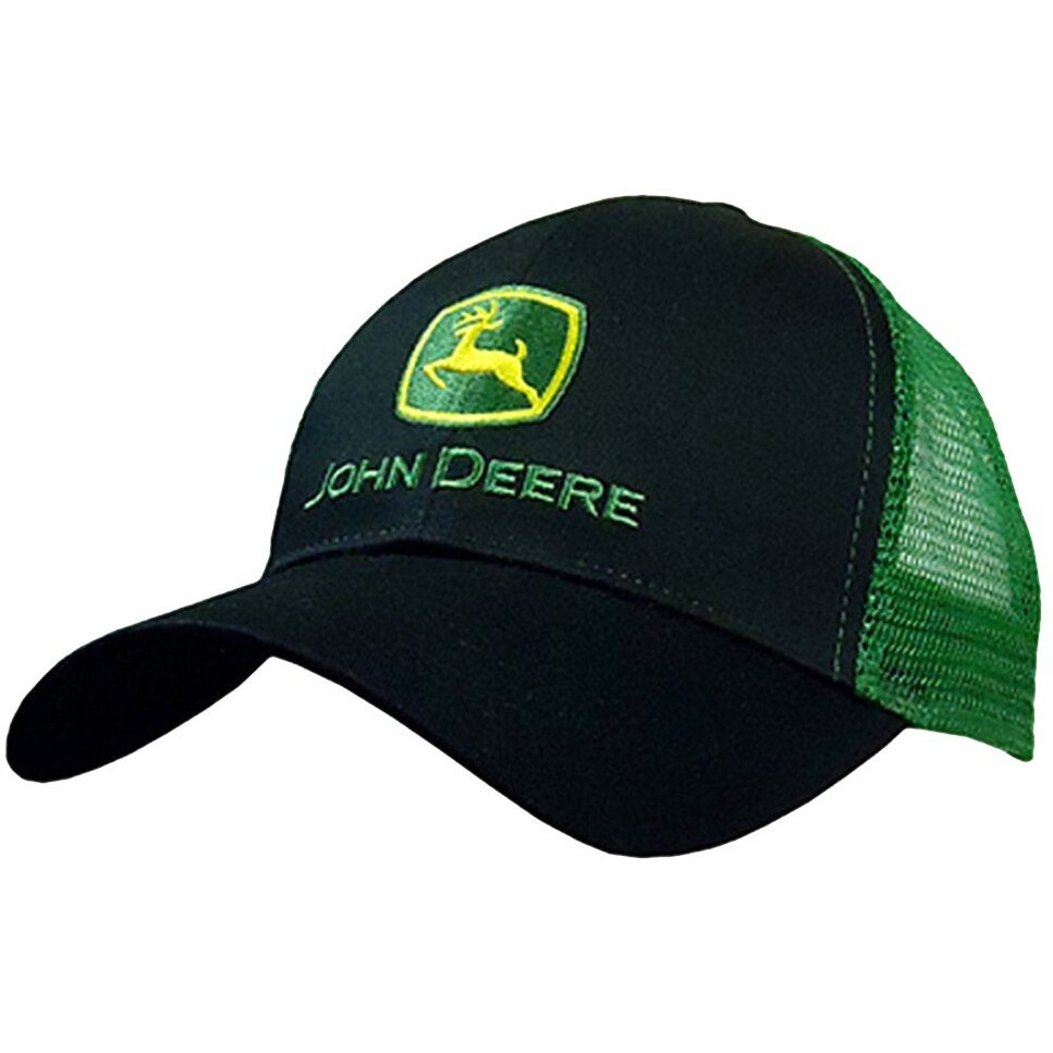 John Deere Embroidered Logo Mesh Back Baseball Hat - One-Size - Men's - Black