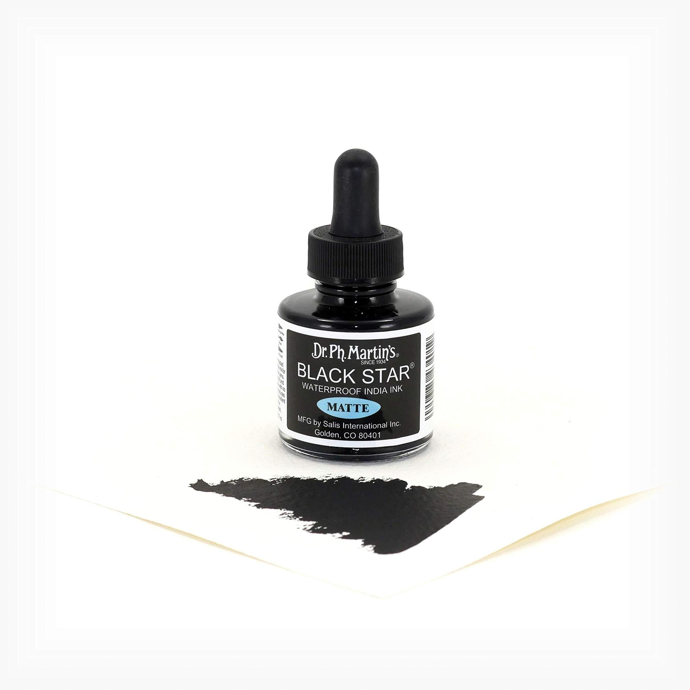 Dr. Ph. Martin's Star India Ink Bottle, 1.0 Oz, Matte Black