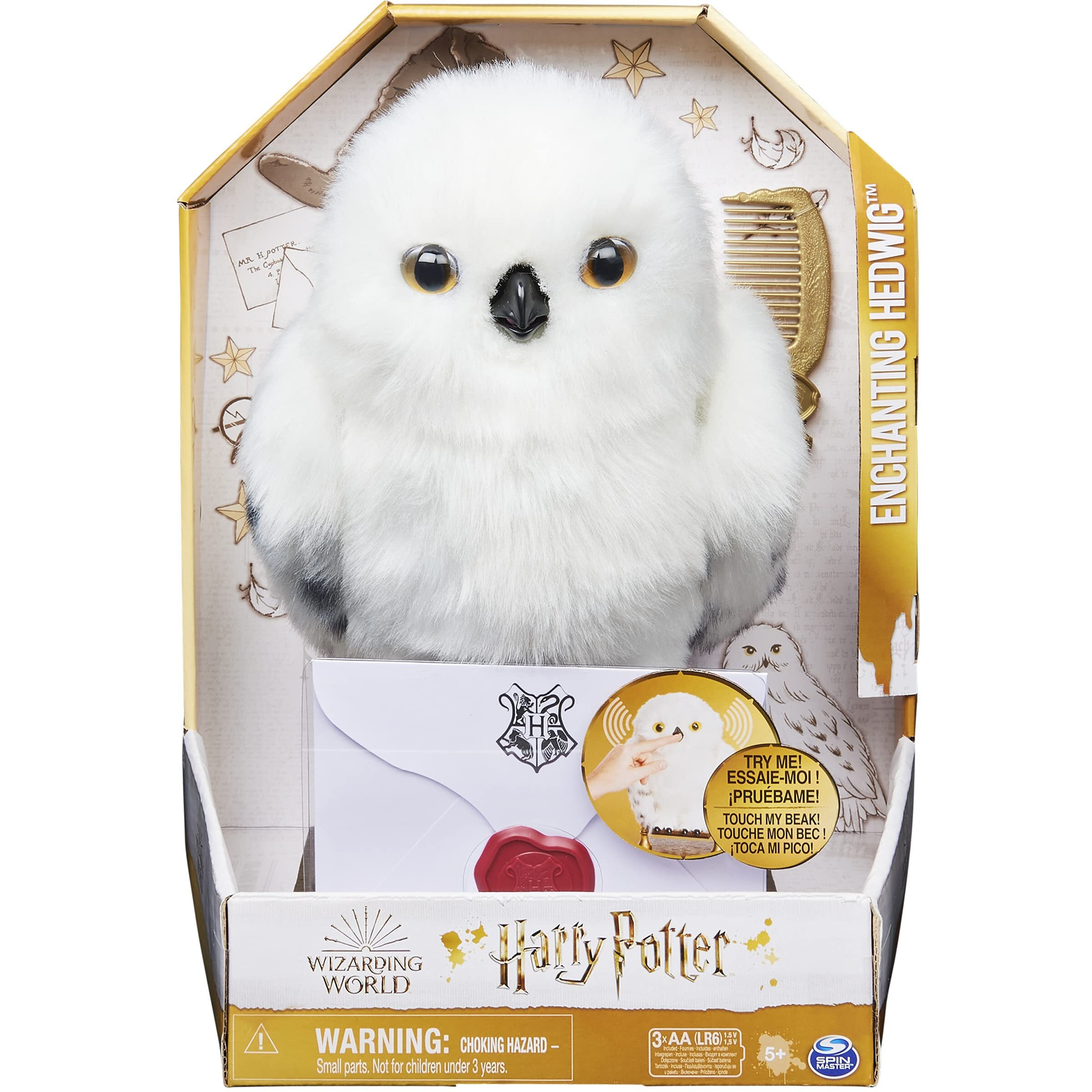 Wizarding World Harry Potter, Enchanting Hedwig Interactive Owl With Over 15 Sounds And Movements And Hogwarts Envelope, Kids Toys For Ages 5 And Up