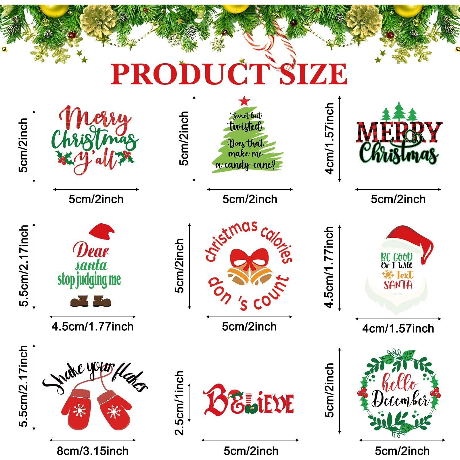 100 Pcs Vinyl Christmas Inspirational Stickers For Crafts Scrapbooking Pvc Christmas Bless Saying Stickers Positive Word Waterproof Stickers Cute Motivational Quote Decal For Bottle, 50 Style (Santa)
