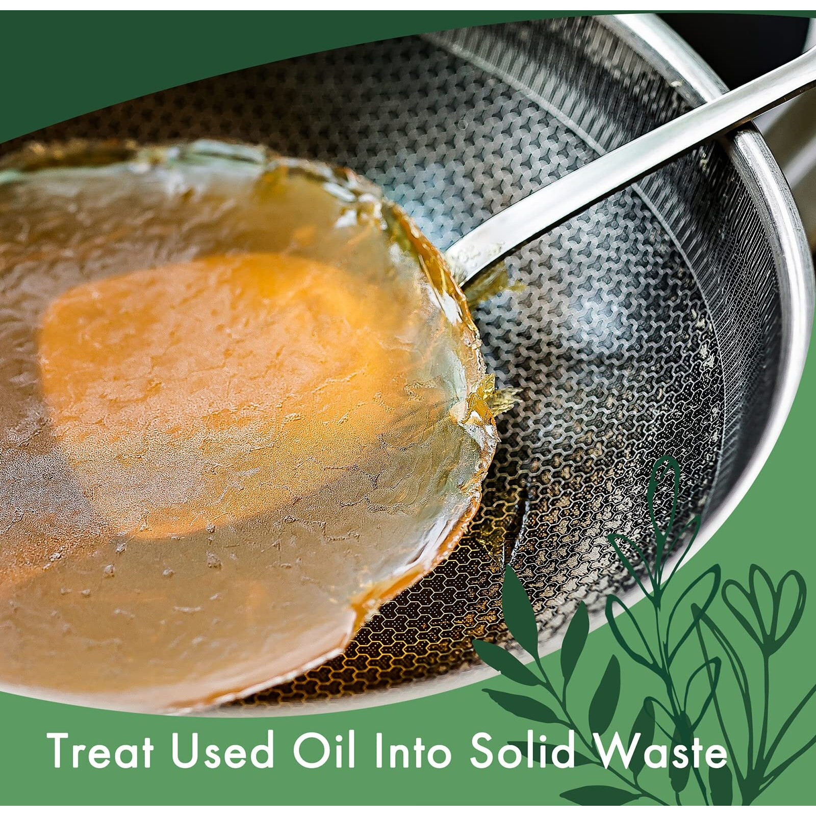 Natural Cooking Oil Solidifier Powder, Hard Up To 34 Cups Of Fry Oil Away From Mess, 100% Plant-Based Oil Hardener For Disposal, Value Pack 12 Oz