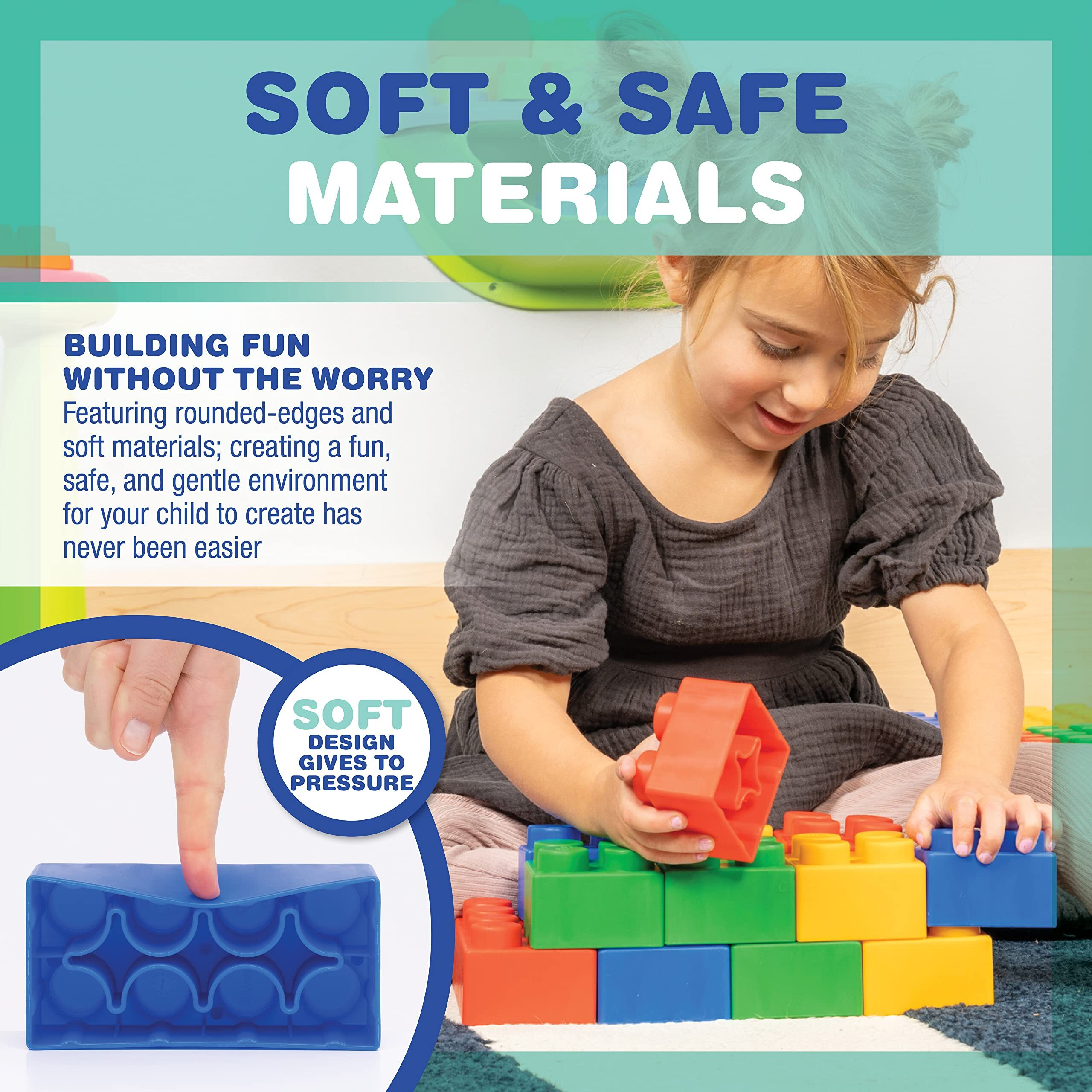 Uniplay Plump Soft Building Blocks - 12-Piece Jumbo Stacking Multicolor Set For Early Cognitive Development And Creative Play - Ages 3 Months+