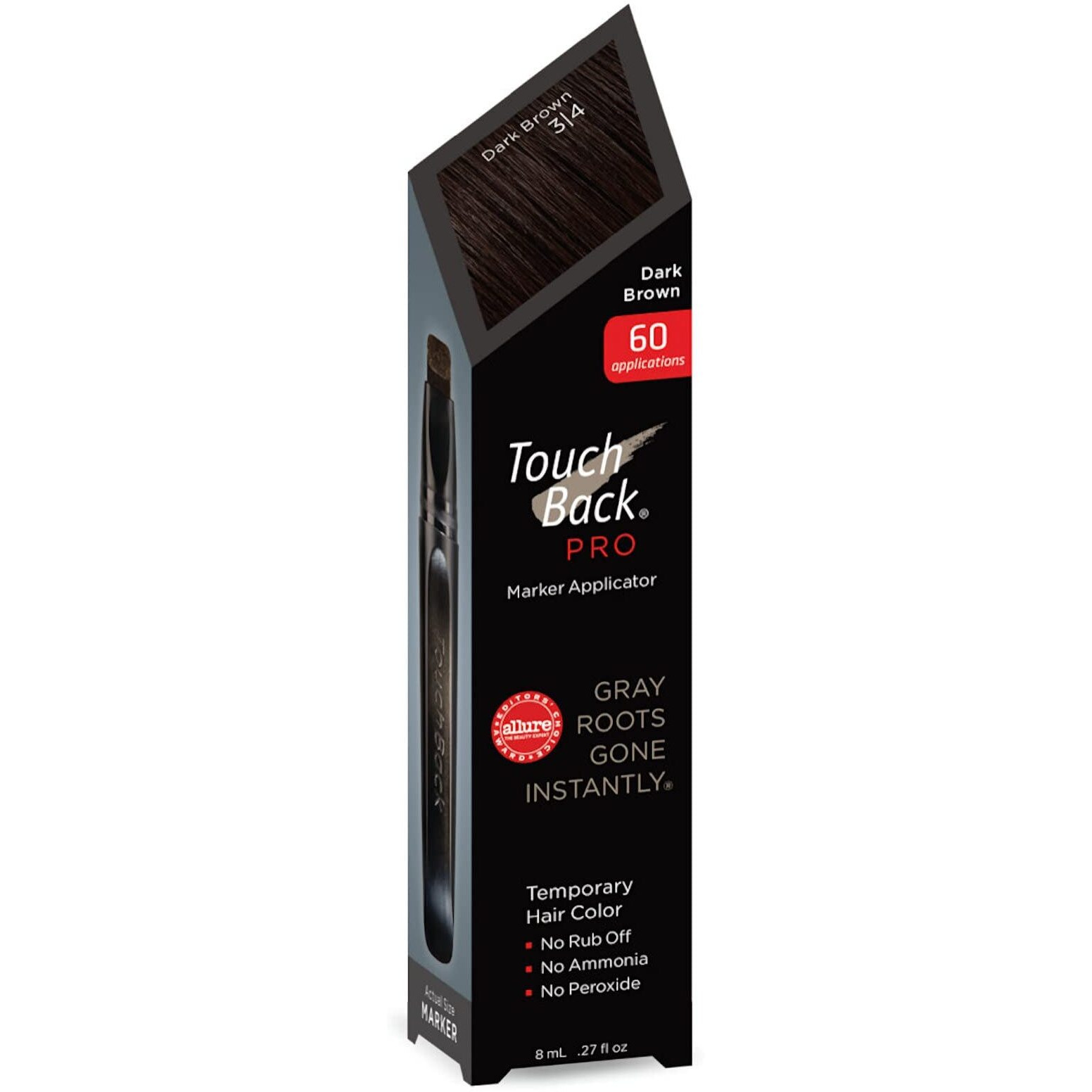 Touchback Pro Gray Root Touch Up Marker Applicator - Real Hair Color Dark Brown