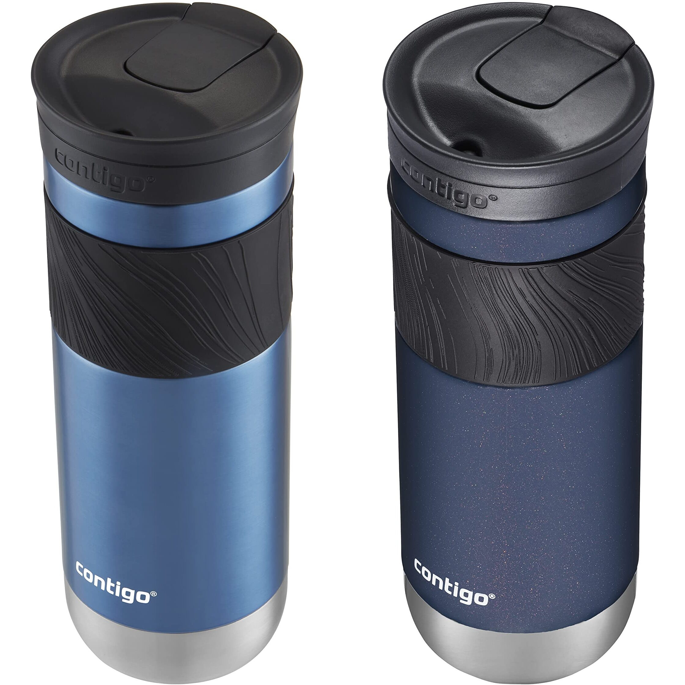 Contigo Vacuum-Insulated Stainless Steel Leak-Proof Travel Mug, 20 Ounce, Blue Corn Midnight Blueberry, 2-Pack