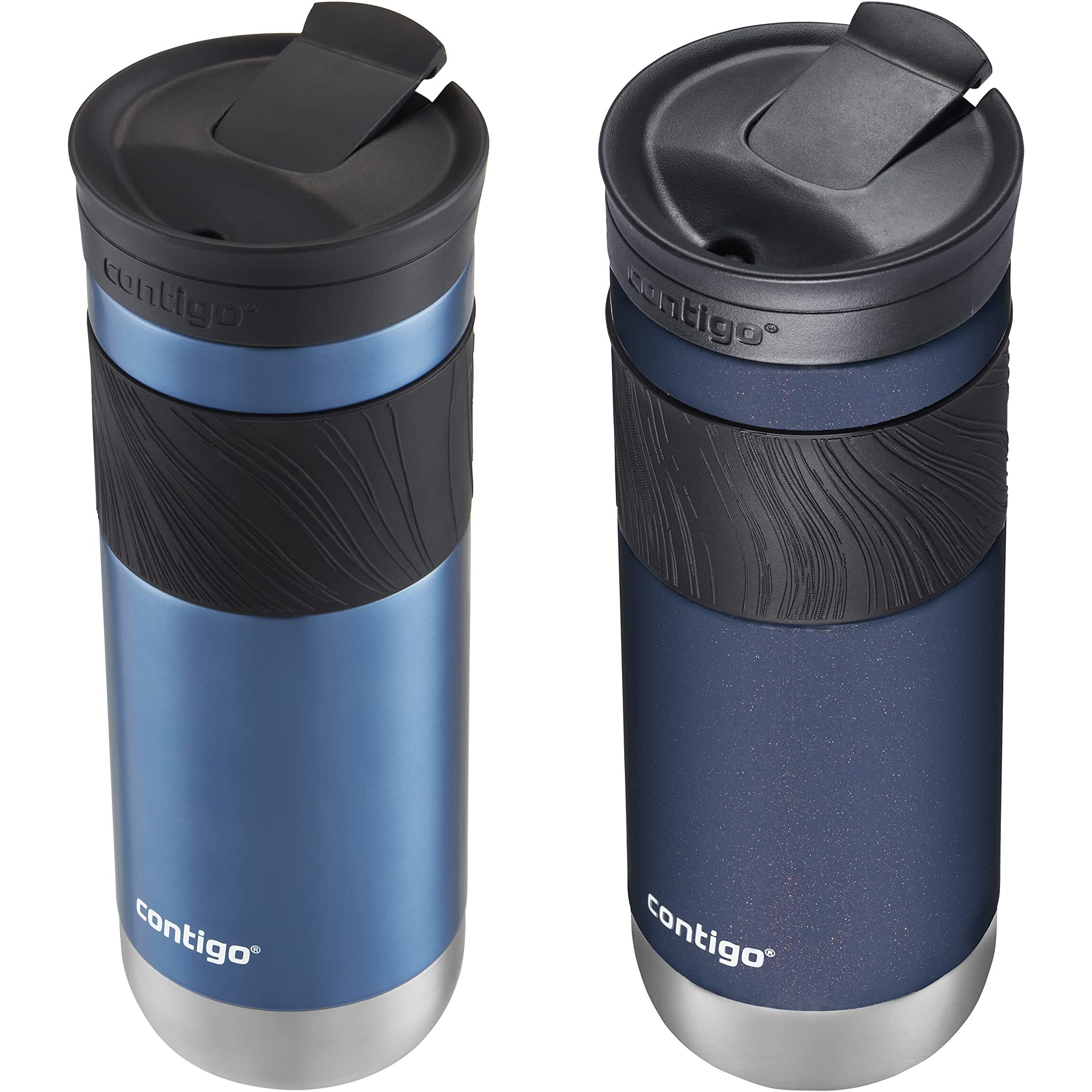 Contigo Vacuum-Insulated Stainless Steel Leak-Proof Travel Mug, 20 Ounce, Blue Corn Midnight Blueberry, 2-Pack