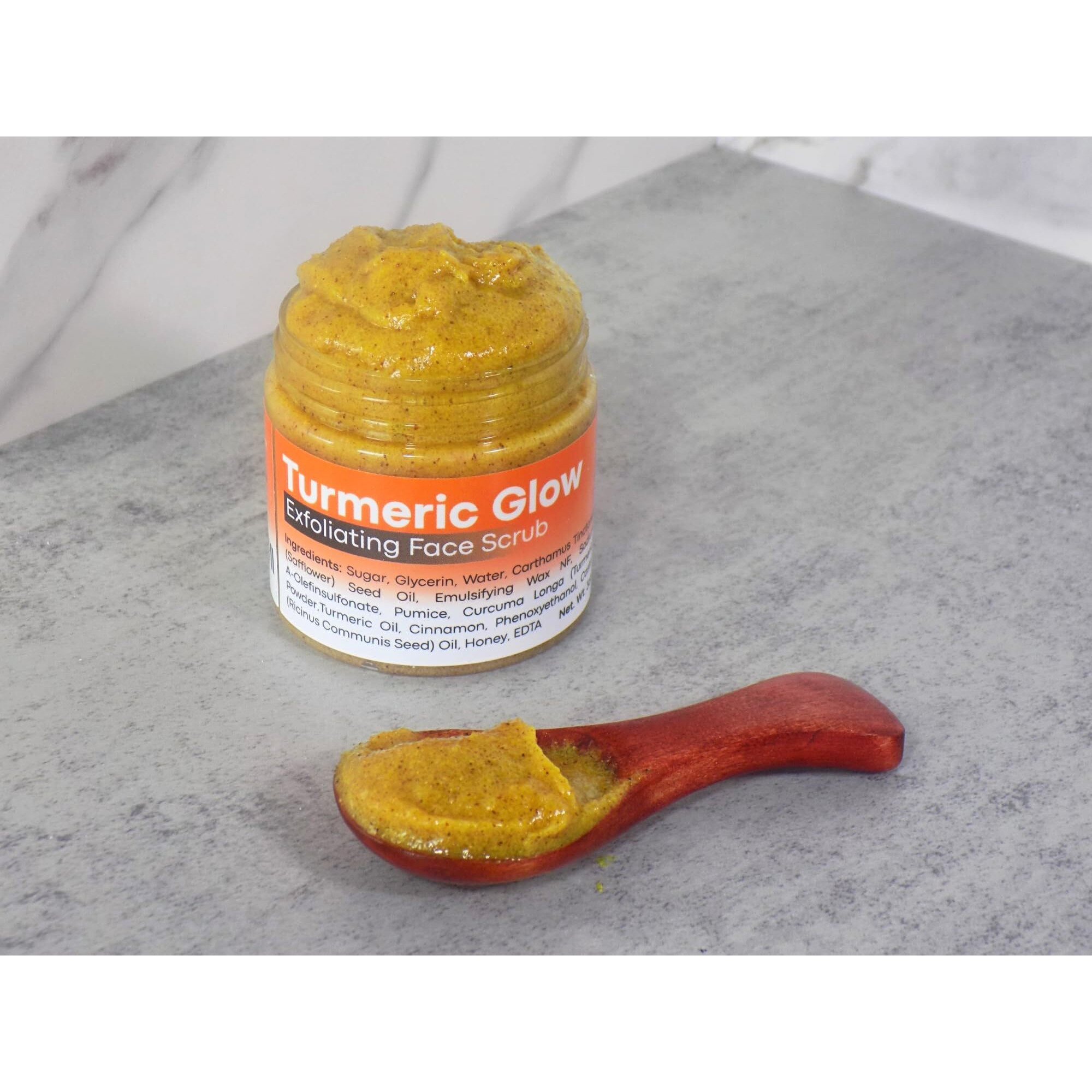 Joli Noir - Turmeric Scrub With Honey & Cinnamon - Fragrance Free Exfoliating Face Sugar Scrub - For Acne, Hyperpigmentation & Dullness - 3 Ounces