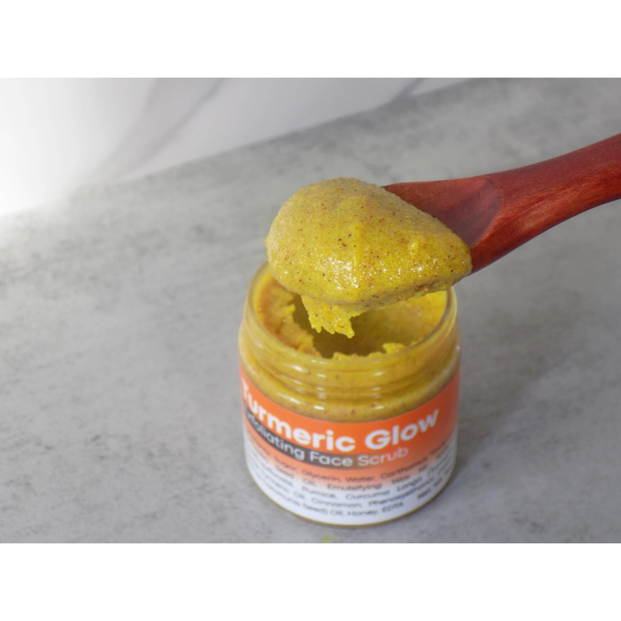 Joli Noir - Turmeric Scrub With Honey & Cinnamon - Fragrance Free Exfoliating Face Sugar Scrub - For Acne, Hyperpigmentation & Dullness - 3 Ounces