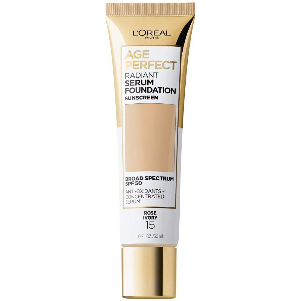 L'Oreal Paris Age Perfect Radiant Serum Foundation With Spf 50, Rose Ivory, 1 Ounce