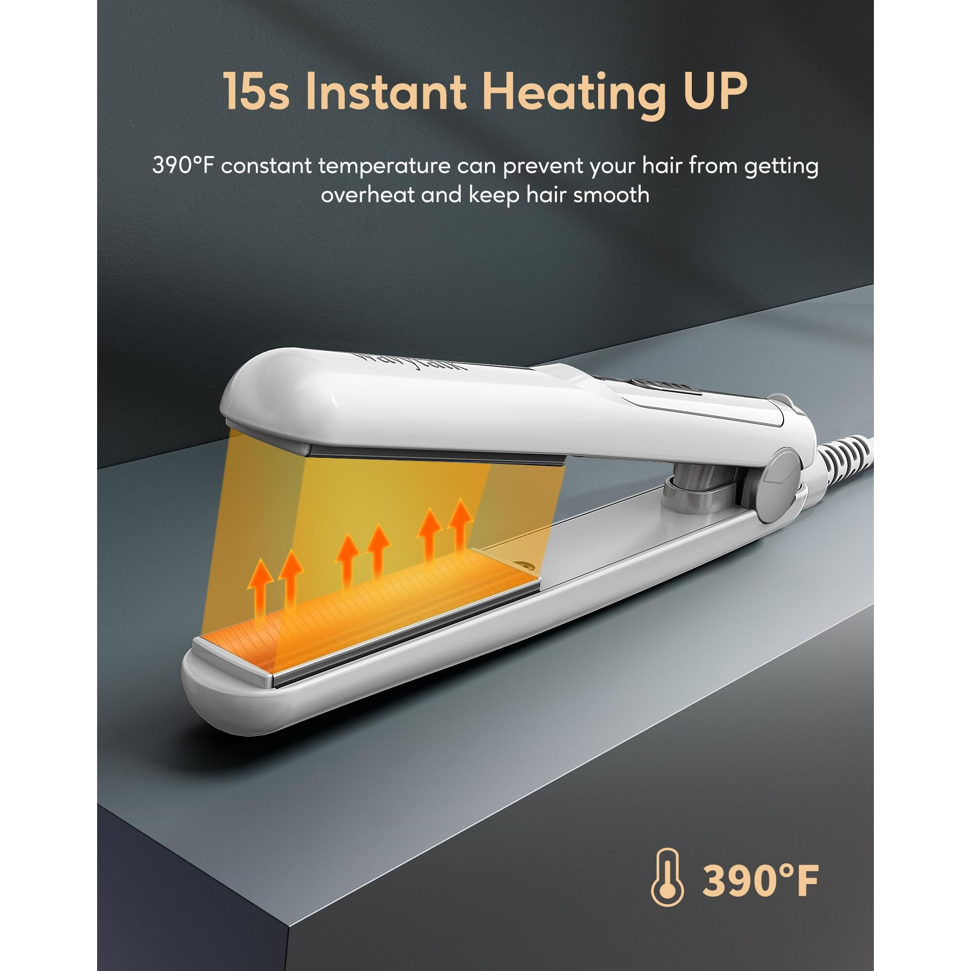 Wavytalk 0.7 Inch Ceramic Mini Hair Straightener - Small Flat Irons For Short Hair, Curls Bangs, Travel Friendly (White)