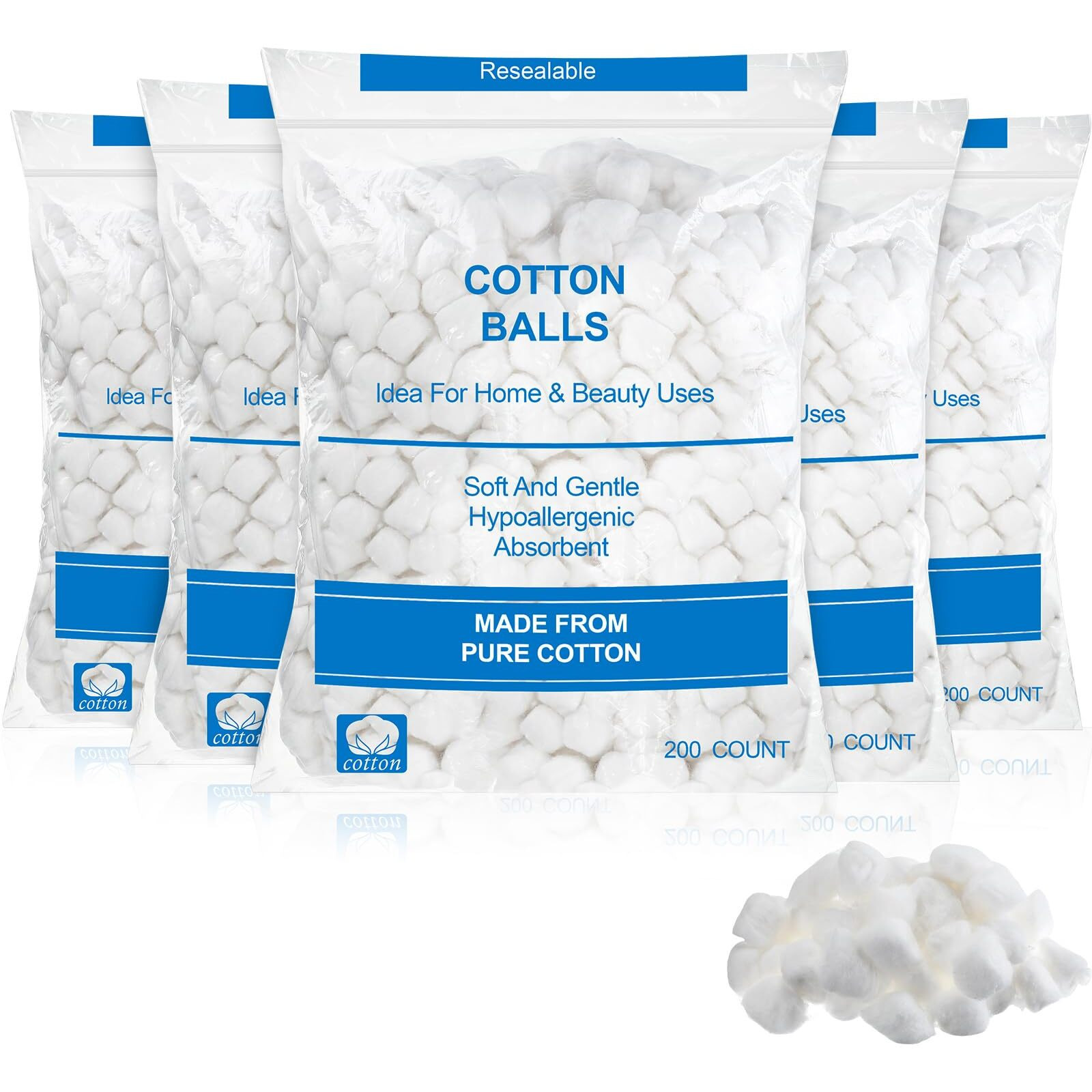 Heigble 1000 Pcs Jumbo Cotton Balls Bulk Organic Soft Large Size Cotton Balls Absorbent Multipurpose Pure Cotton Balls For Nail Polish Makeup Remover Applying Lotions And More