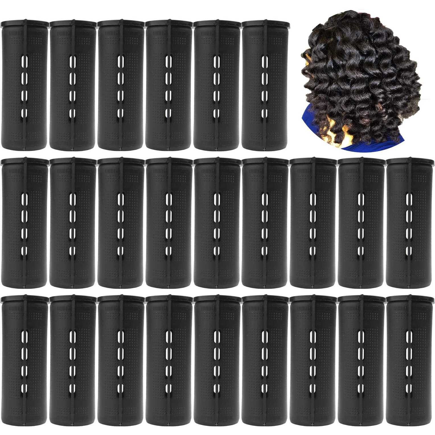 Extra Large Perm Rods 24 Pcs Perm Rods For Natural Hair Jumbo Cold Wave Rods For Long Short Hair Hair Rollers Curling Rods Large Size Curling Styling For Women Home Hairdressing Tools (Black)