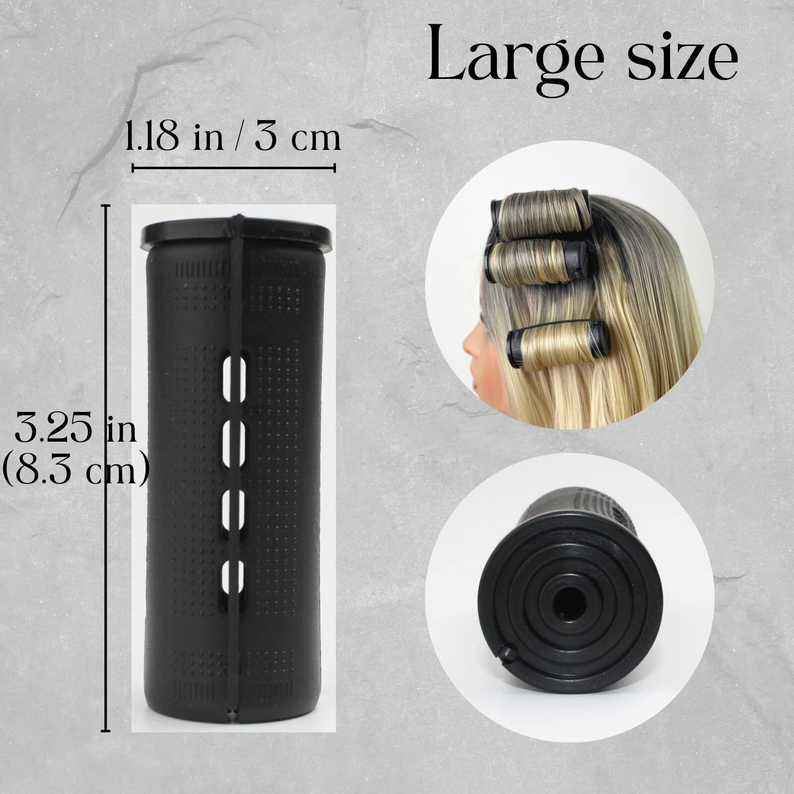Extra Large Perm Rods 24 Pcs Perm Rods For Natural Hair Jumbo Cold Wave Rods For Long Short Hair Hair Rollers Curling Rods Large Size Curling Styling For Women Home Hairdressing Tools (Black)