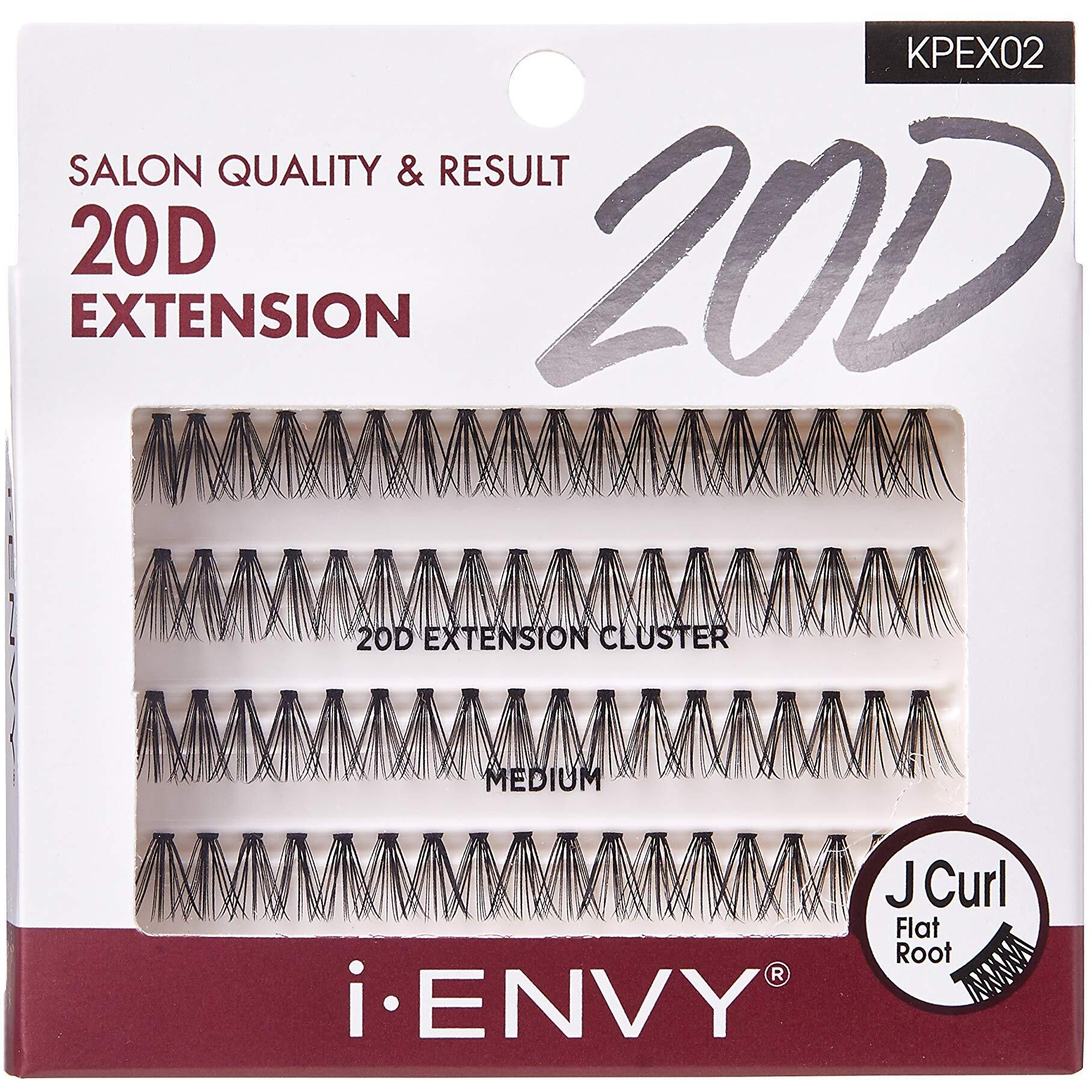 I-Envy 20D Extension Cluster Individual Lashes (Medium, 2 Pack) Flat Root Seamless Application Perfect For Diy Lash Extension