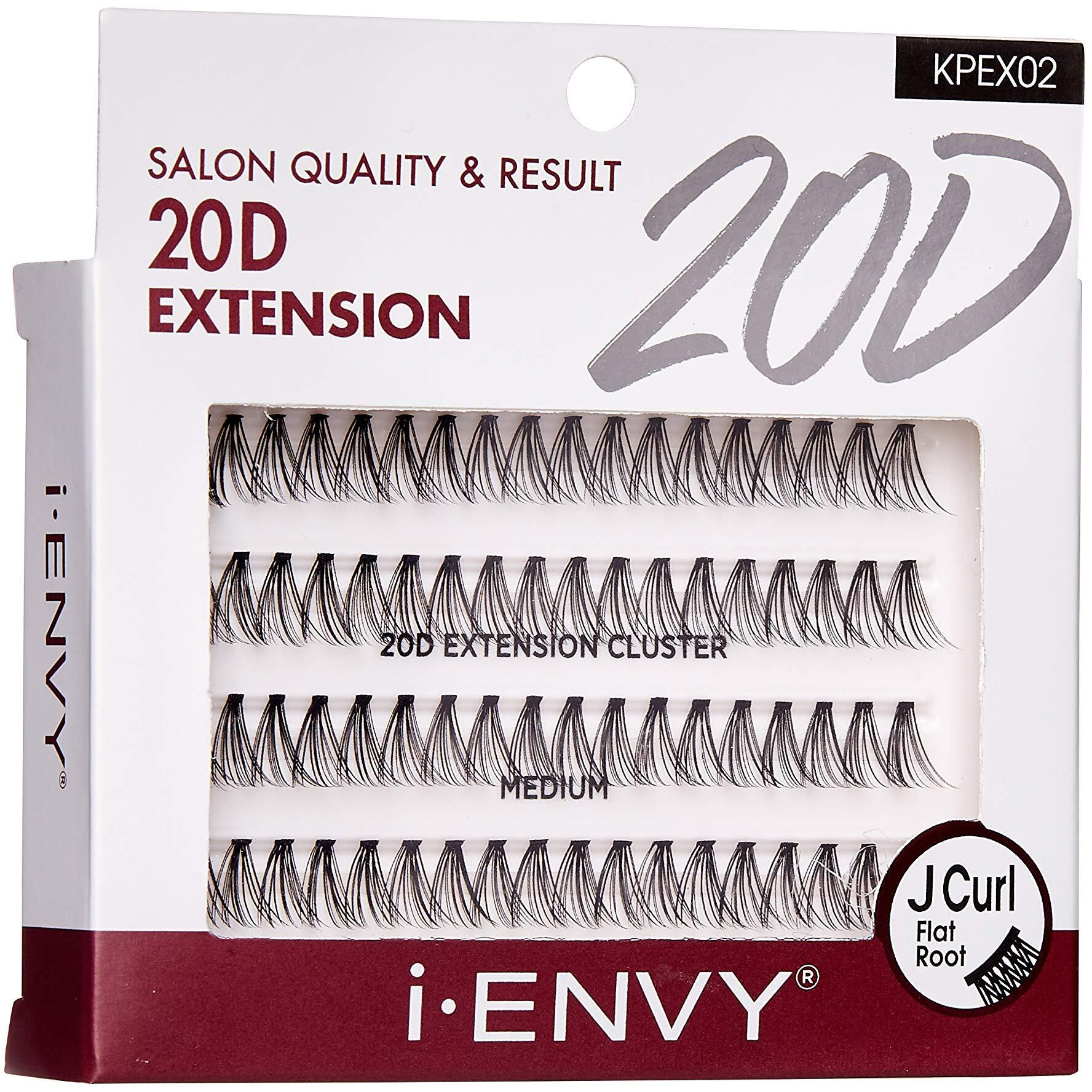 I-Envy 20D Extension Cluster Individual Lashes (Medium, 2 Pack) Flat Root Seamless Application Perfect For Diy Lash Extension