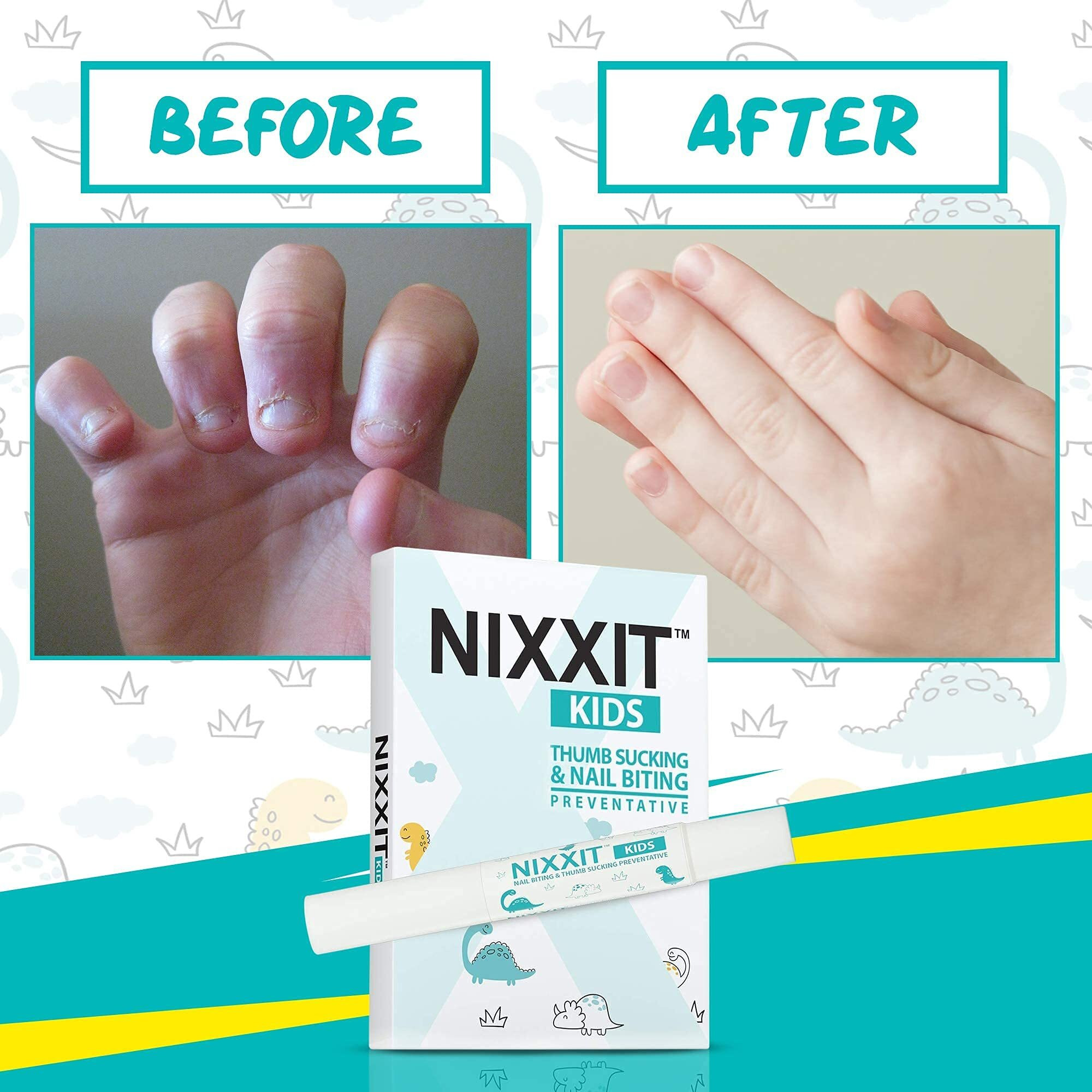 Nixxit Nail Biting Treatment For Kids - Stop Thumb Sucking For Kids, Toddlers, Children - No Bite Nail Polish Pen - Non Glossy - Bitter Taste - Safe & Effective Solution - Paraben Free - (2 - Pack)