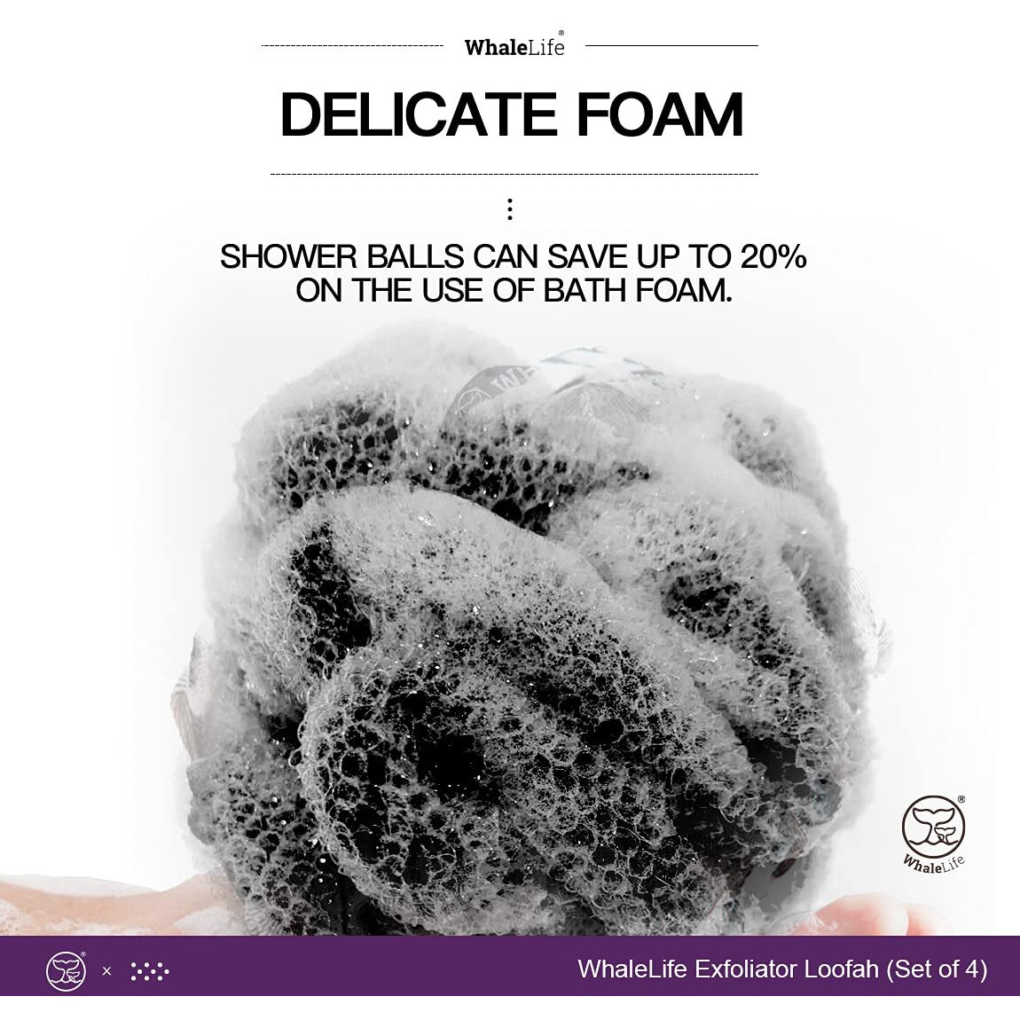 Loofah Sponge Bath Sponge For Women Men 4 Pack (Black Rough Surface)