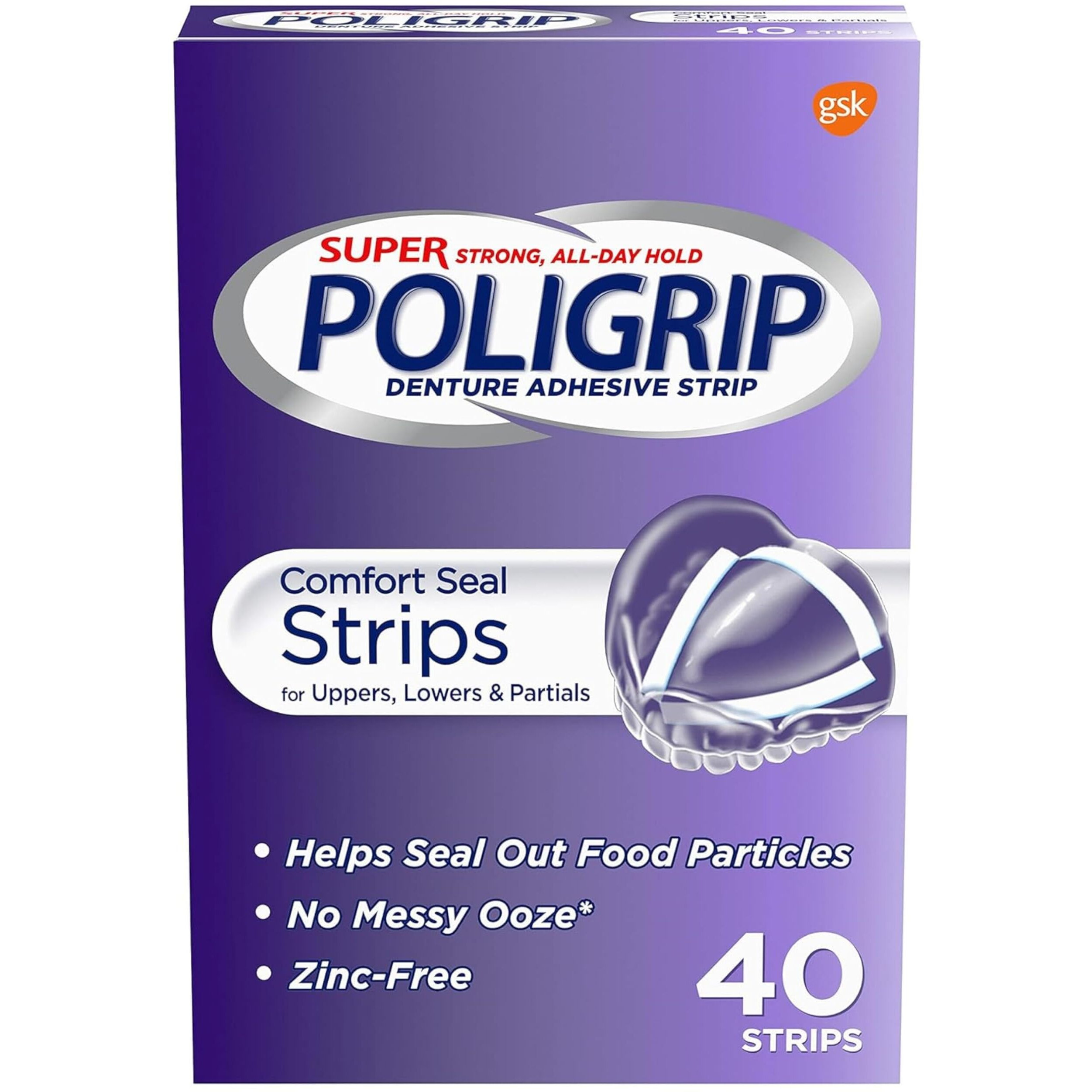 Super Poligrip Comfort Seal Strips 40 Each (Pack Of 3)