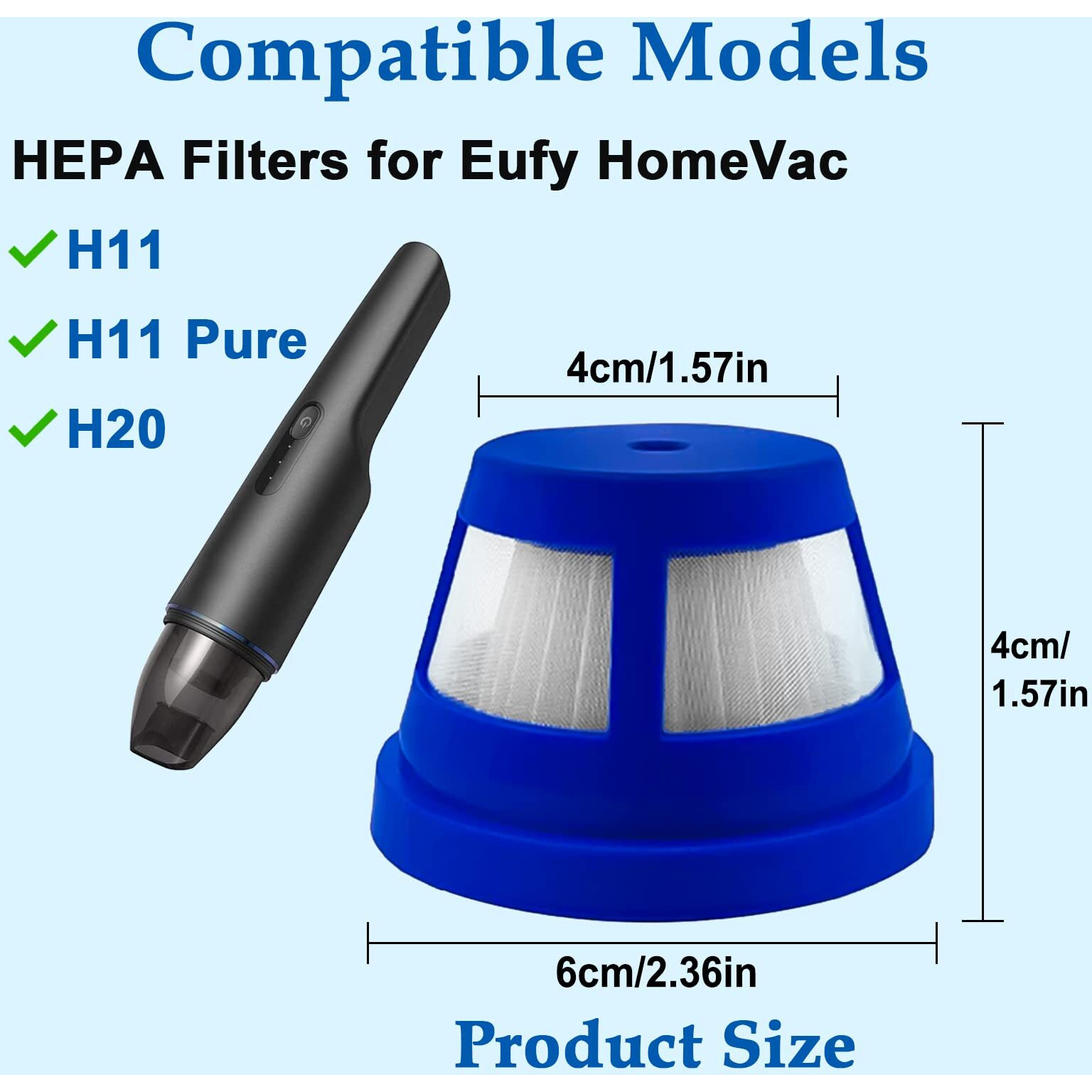 Ilovelife 2 Pcs Hepa Replacement Filter For Eufy Homevac H11 & H11 Pure & H20 Cordless Handheld Vacuum Cleaner