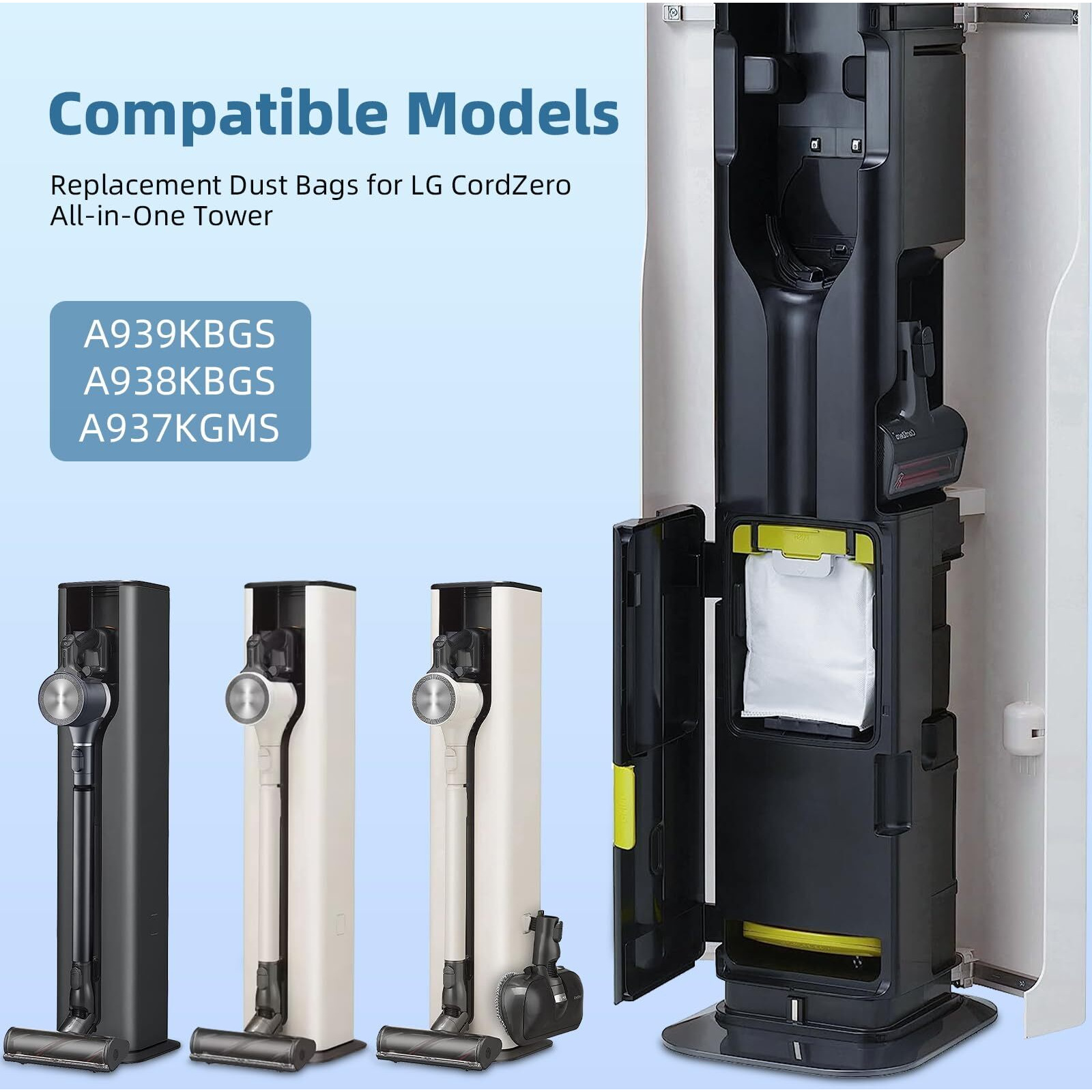 12 Pack Replacement Dust Bags For Lg Cordzero All-In-One Tower A939Kbgs, A938Kbgs, A937Kgms, And A949Ktms