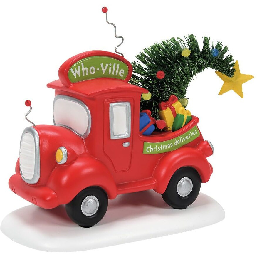 Department 56 Dr. Seuss Grinch Village Accessories Who-Ville Christmas Deliveries Truck Figurine, 4 Inch, Multicolor