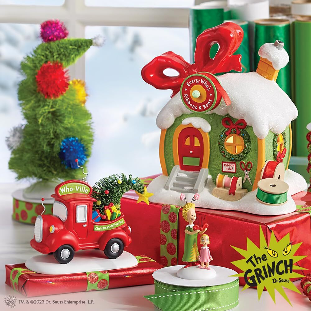 Department 56 Dr. Seuss Grinch Village Accessories Who-Ville Christmas Deliveries Truck Figurine, 4 Inch, Multicolor