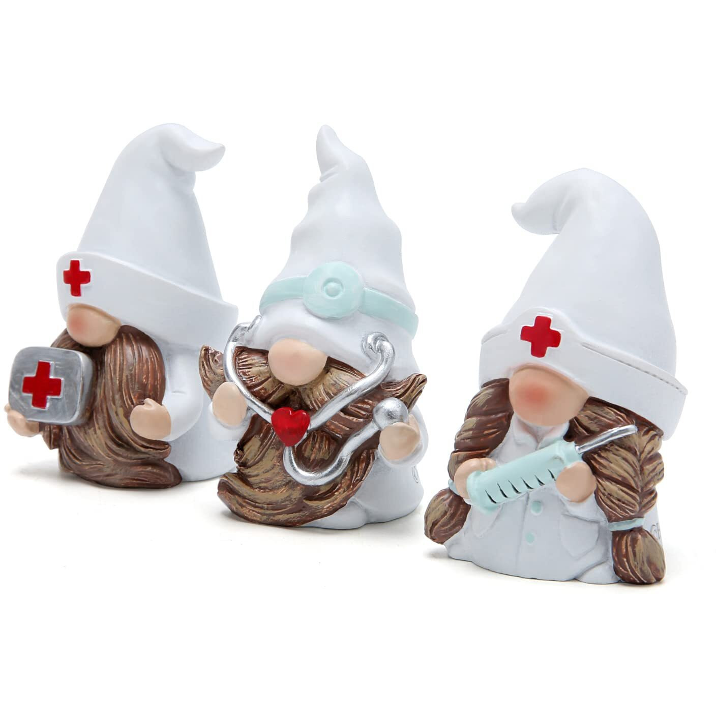 Hodao 3 Pcs Doctor Home Gnome Figurines Decoration Doctor Gnomes Ornaments Scandinavian Tomte Elf Decor Gifts Summer Gnomes Figurines Home Decoration Table Hospital Nurse Gnomes Decor