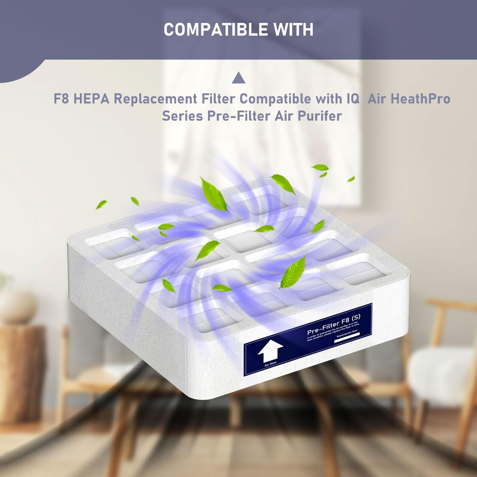 F8 (S) Pre-Filter True Hepa Replacement Filter Compatible With Iq Air Heathpro Series Pre-Filter (F1), True Hepa First Stage Replacement Filter