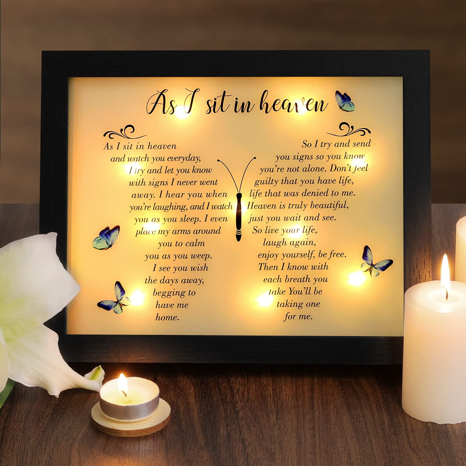 Memorial Gifts Led Shadow Box - Sympathy Gift In Memory Of Loved One Gifts, Rememberance Gift For Loss Of Mother Father Mom Dad, Funeral Condolences Bereavement Gift Ideas