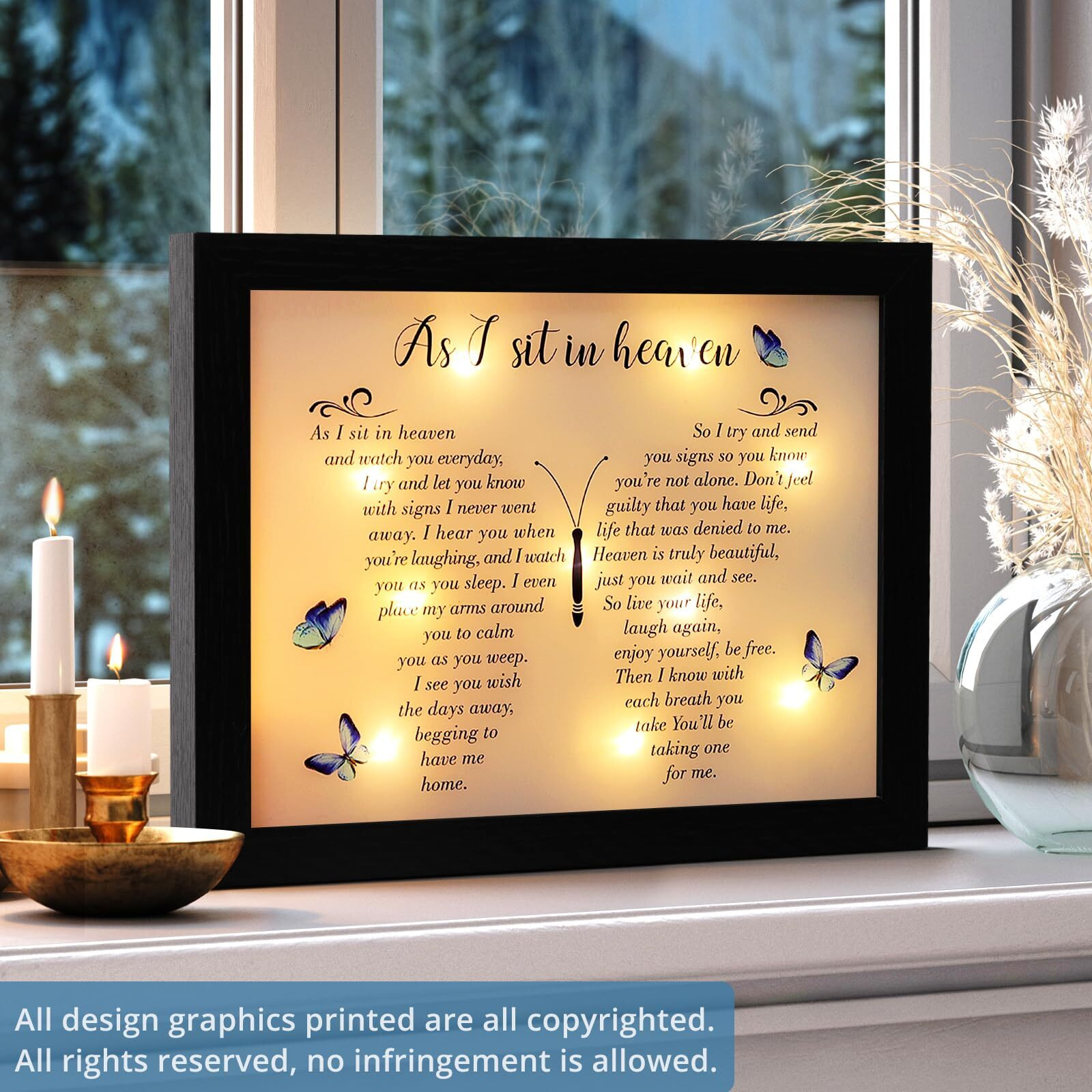 Memorial Gifts Led Shadow Box - Sympathy Gift In Memory Of Loved One Gifts, Rememberance Gift For Loss Of Mother Father Mom Dad, Funeral Condolences Bereavement Gift Ideas