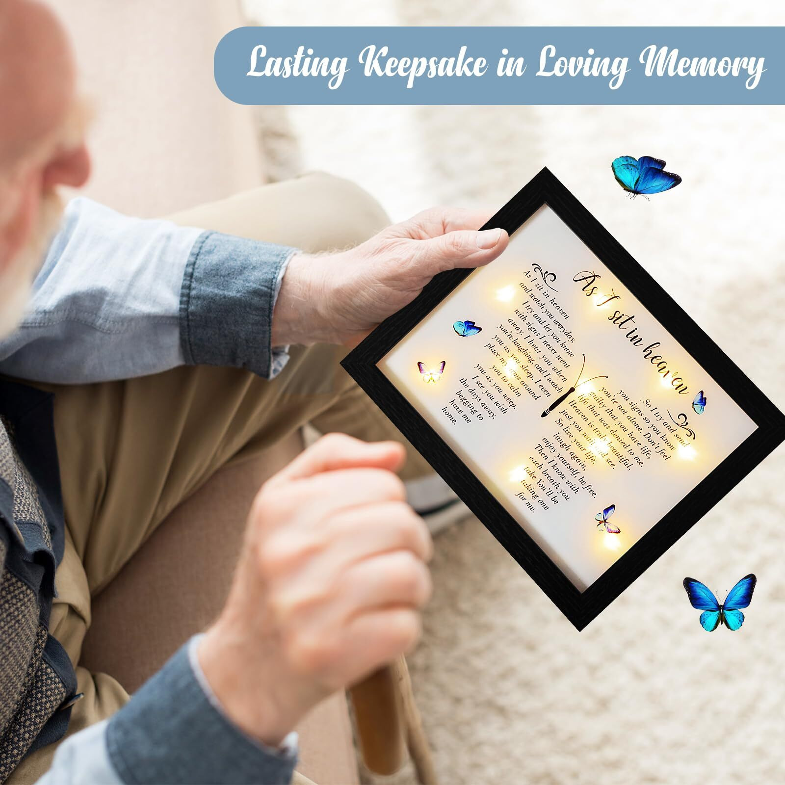 Memorial Gifts Led Shadow Box - Sympathy Gift In Memory Of Loved One Gifts, Rememberance Gift For Loss Of Mother Father Mom Dad, Funeral Condolences Bereavement Gift Ideas