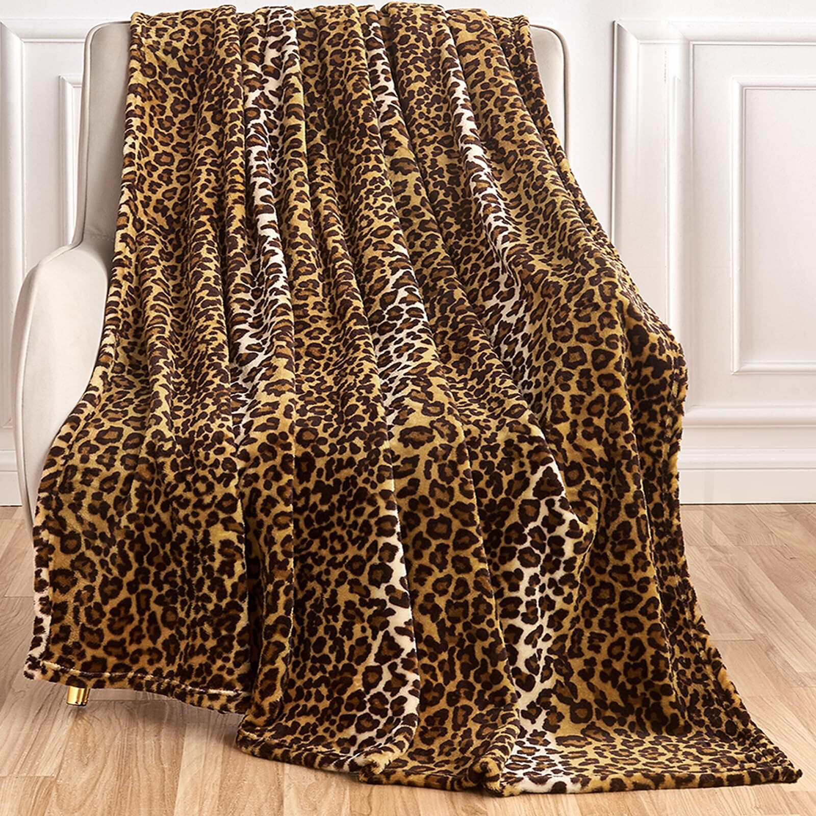 Edenleaf Leopard Print Blanket Fleece Throw Blanket For Bed Sofa Travel And Camping, Super Soft Cozy Fluffy Plush Blanket, Cheetah Print Blanket For All Seasons(5060)