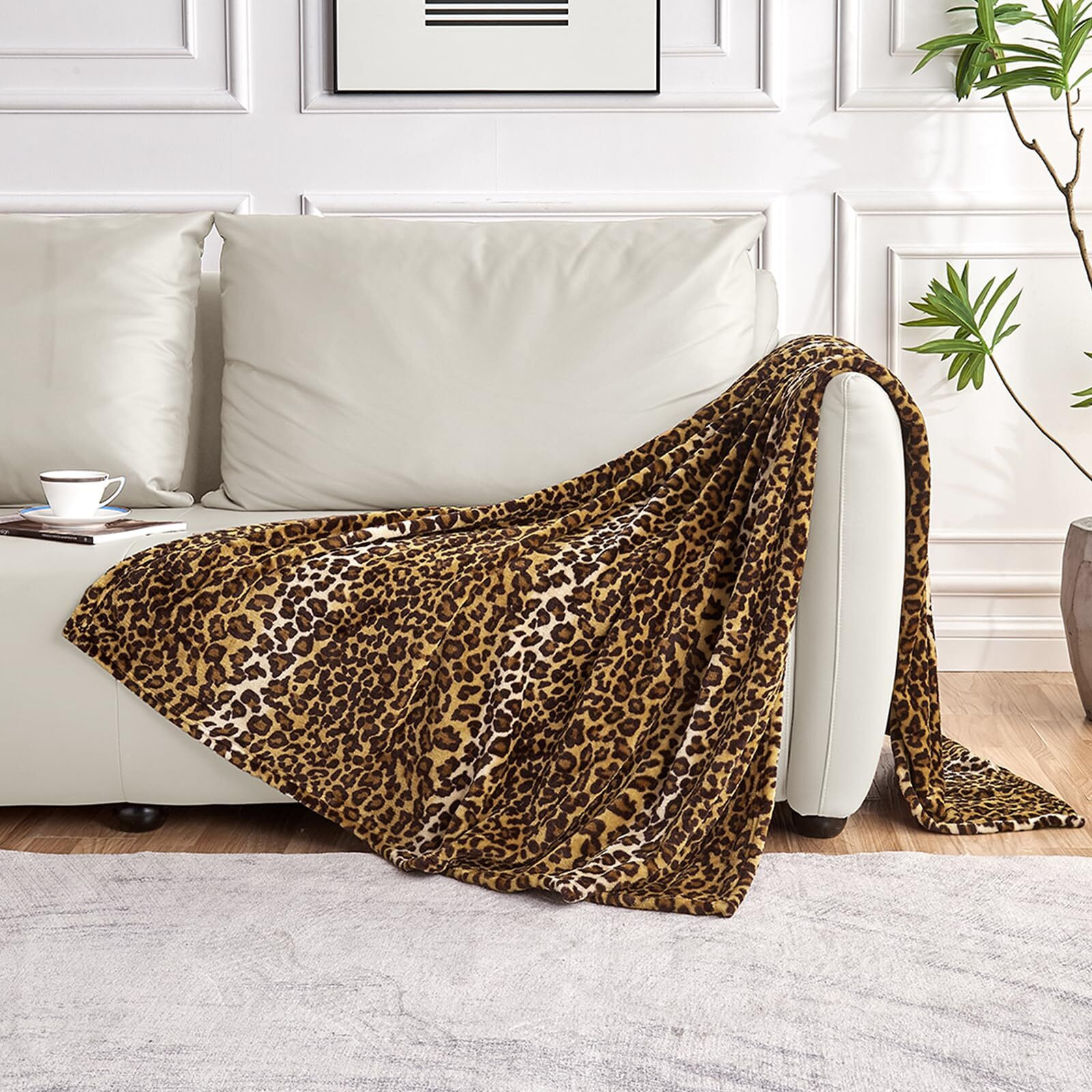 Edenleaf Leopard Print Blanket Fleece Throw Blanket For Bed Sofa Travel And Camping, Super Soft Cozy Fluffy Plush Blanket, Cheetah Print Blanket For All Seasons(5060)