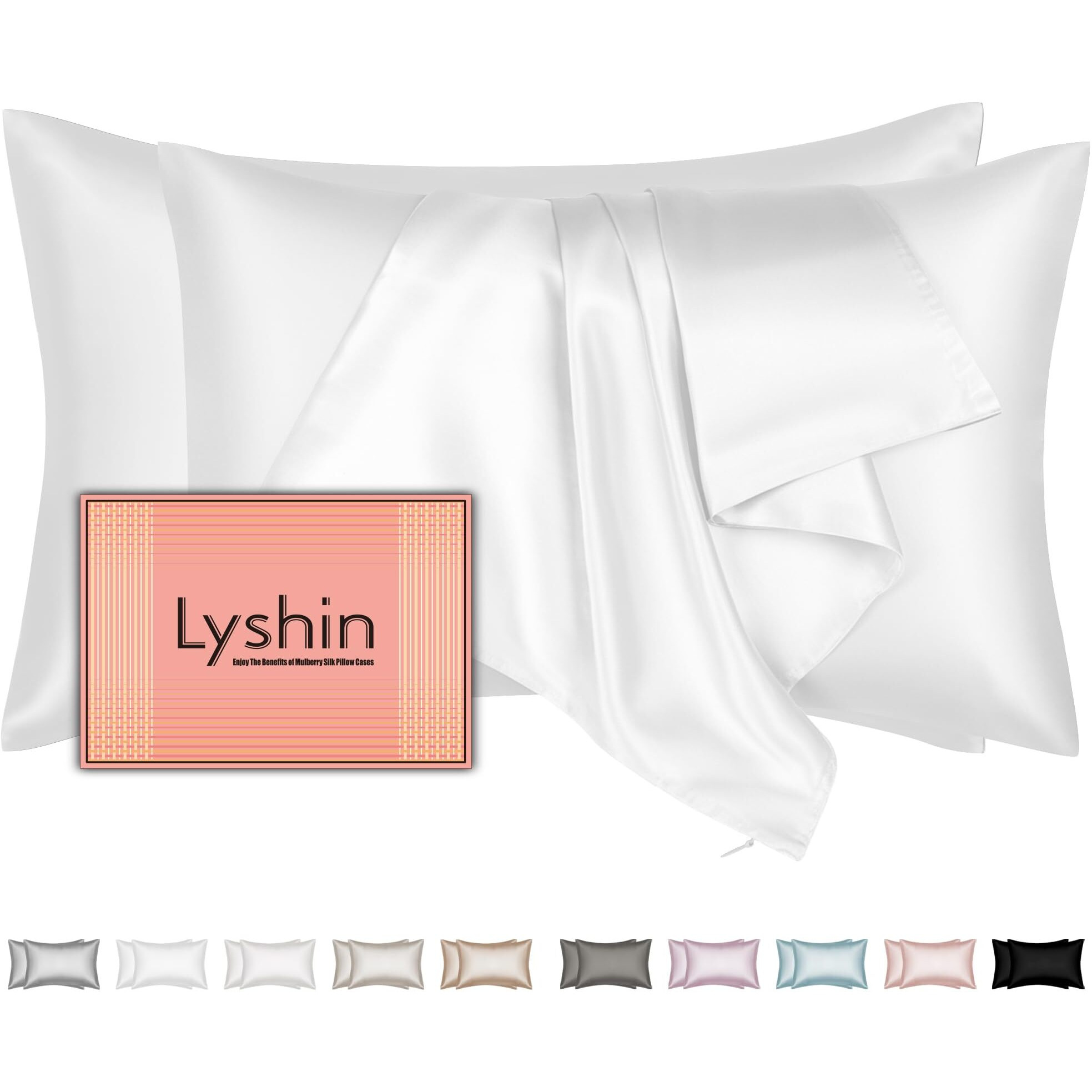 Mulberry Silk Pillow Cases 2 Pack Standard Size 20X26 Inches With Hidden Zipper, Ultra Smooth And Soft Breathable Cooling Silk Satin Pillowcase Set Of 2, Better For Hair And Skin, Gifts For Women Men