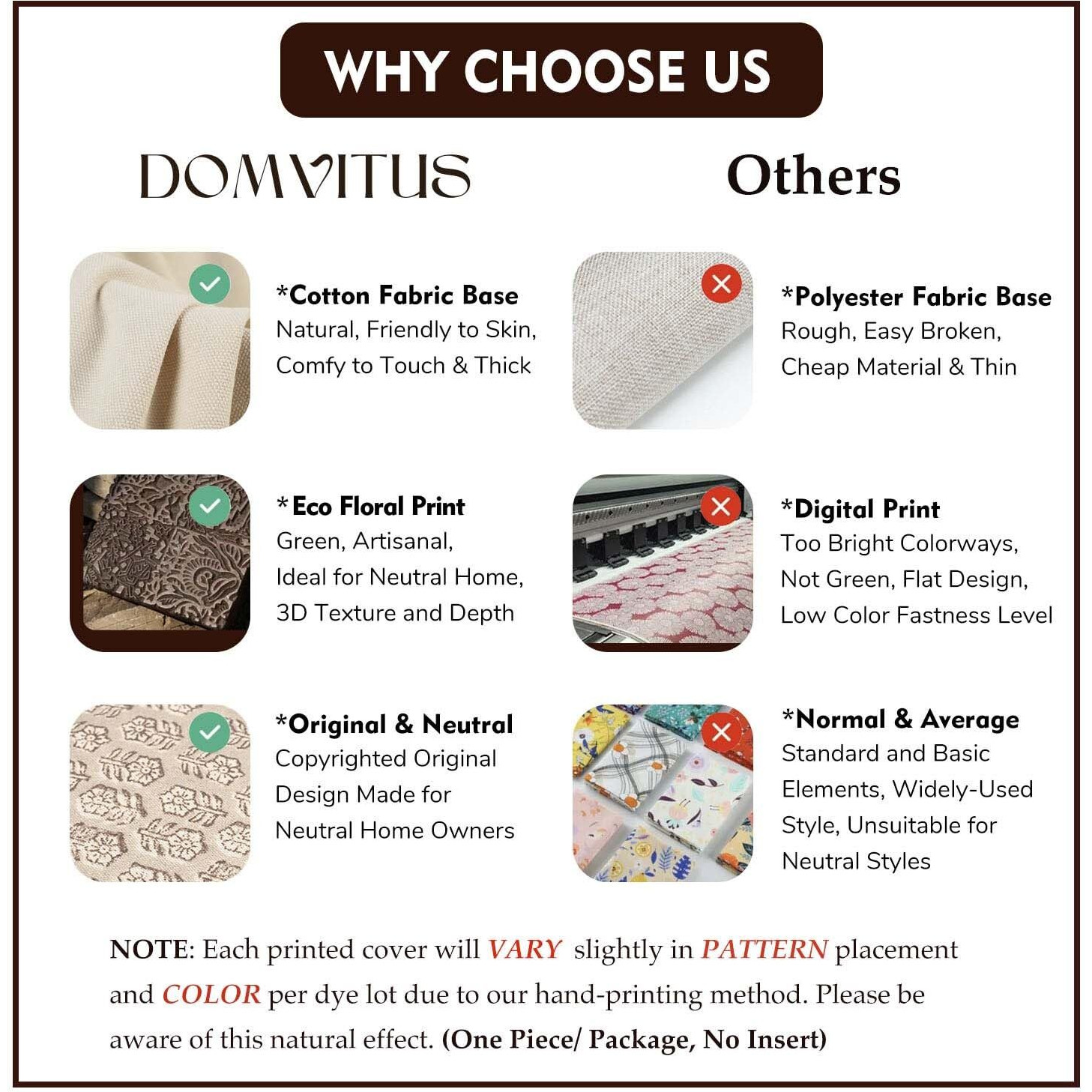 Domvitus Floral Pillow Covers, 18X18 Pillow Cover, Couch Pillows For Living Room, Decorative Farmhouse Accent Block Print Throw Pillow Covers, 1Pc, Cognac Brown